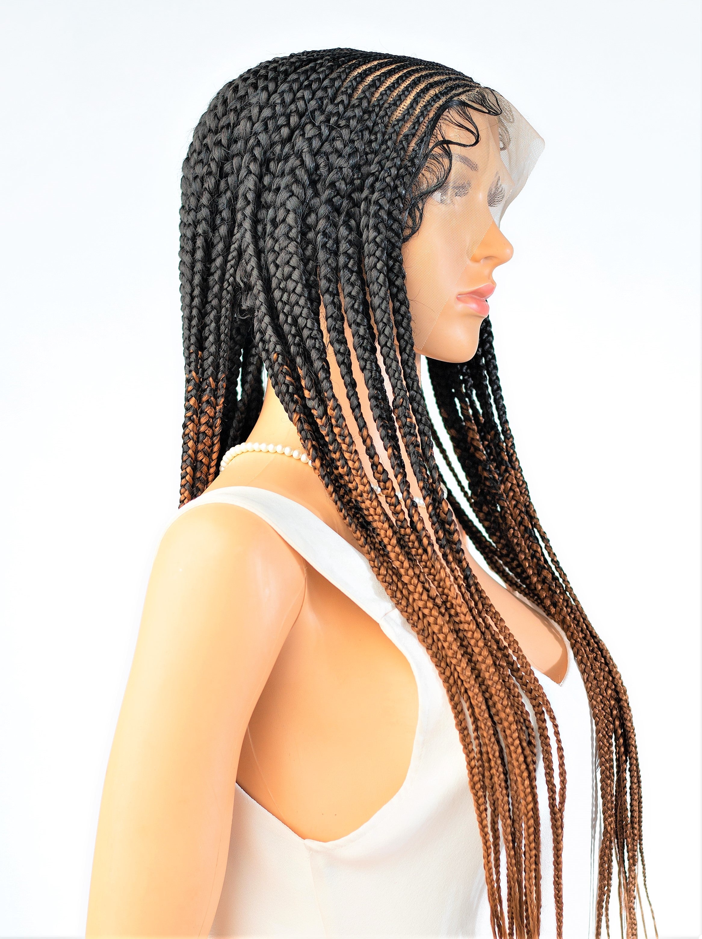 26" 13X5 Lace Closure Cornrow Center part Hand Braided Wig