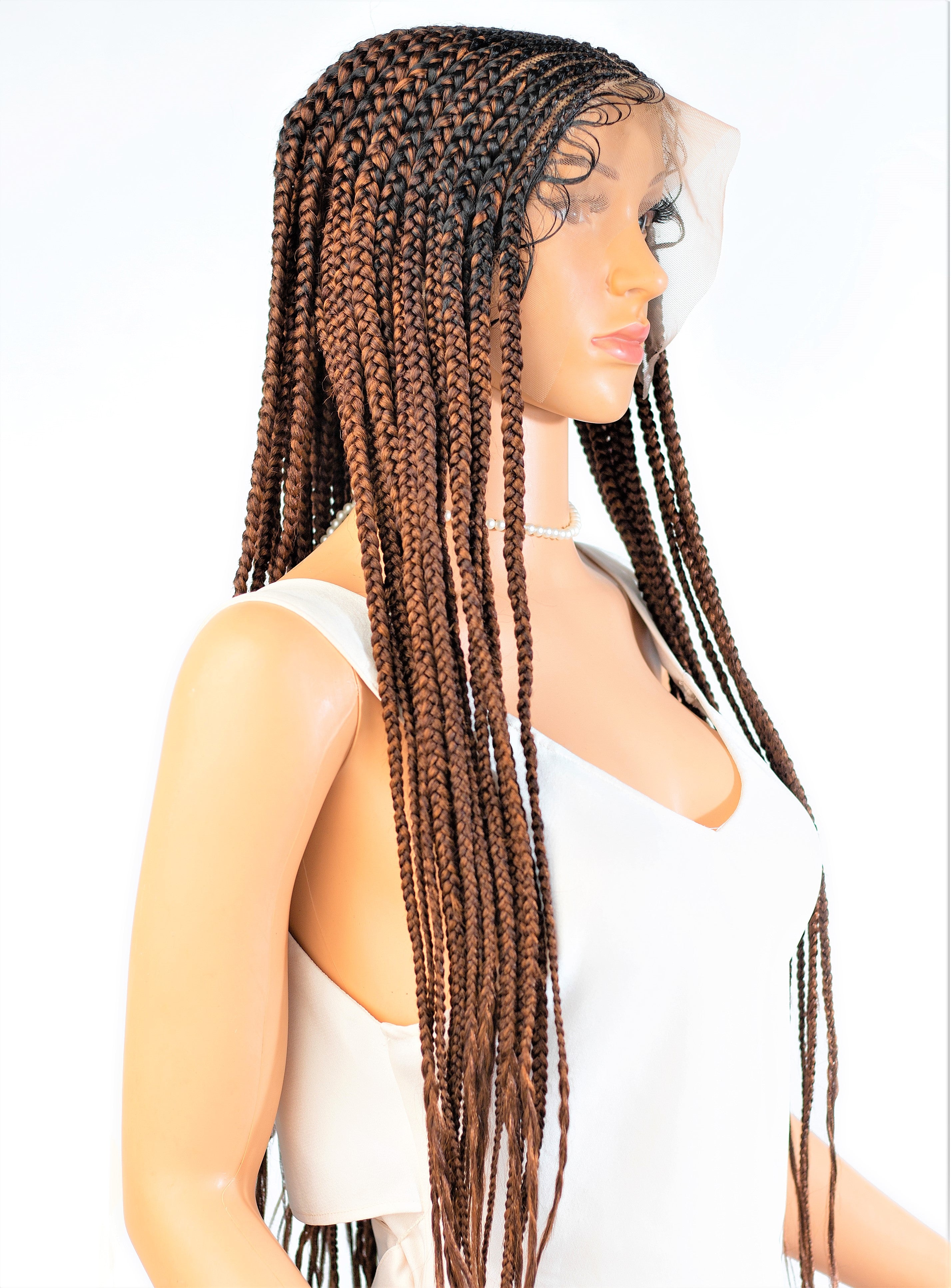 26" 13X5 Lace Closure Cornrow Center part Hand Braided Wig