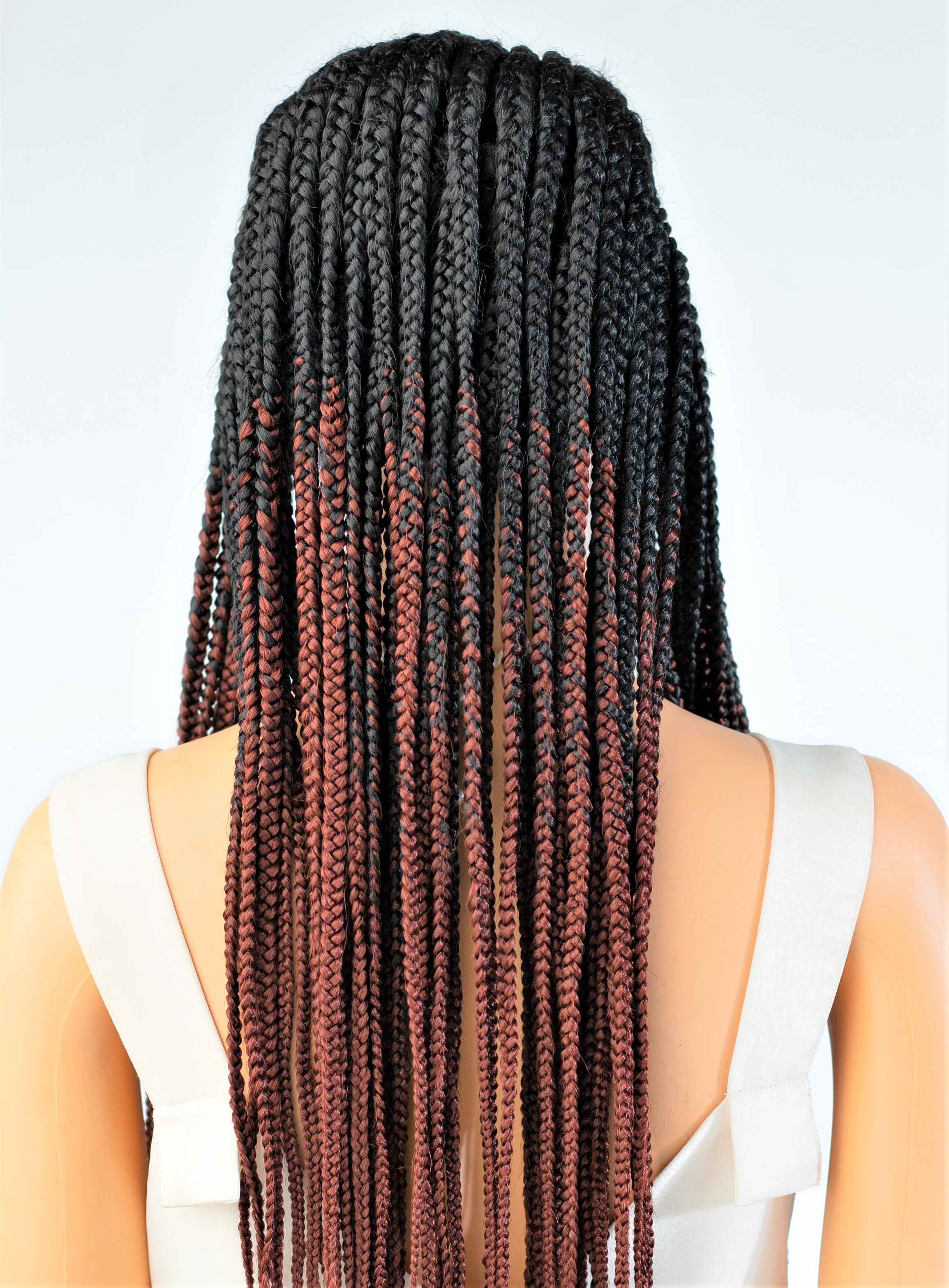 26" 13X5 Lace Closure Cornrow Side part Hand Braided Wig
