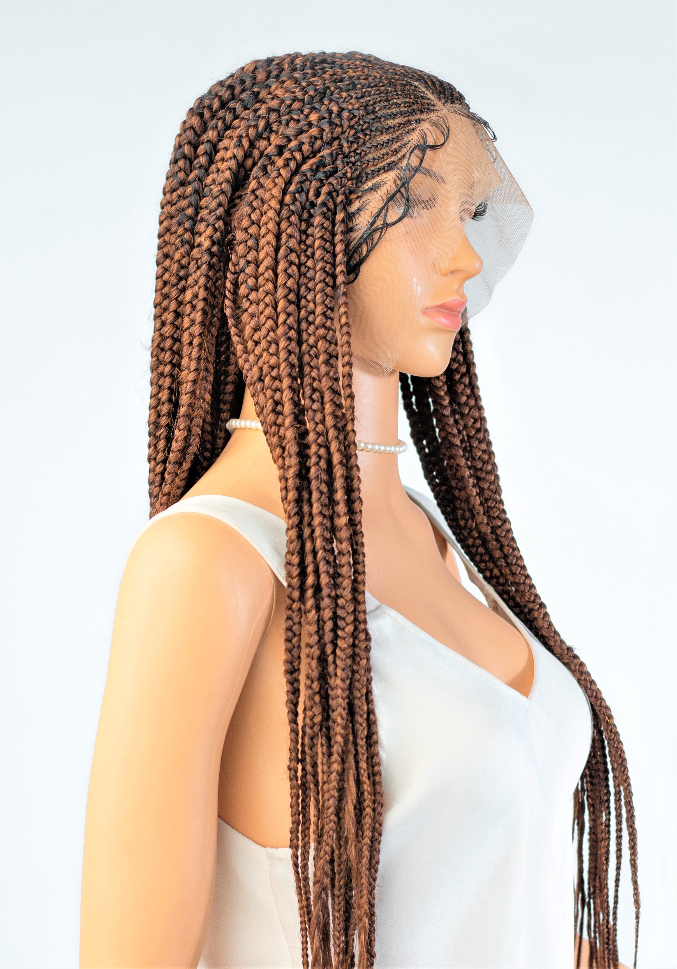 26" 13X5 Lace Closure Cornrow Side part Hand Braided Wig