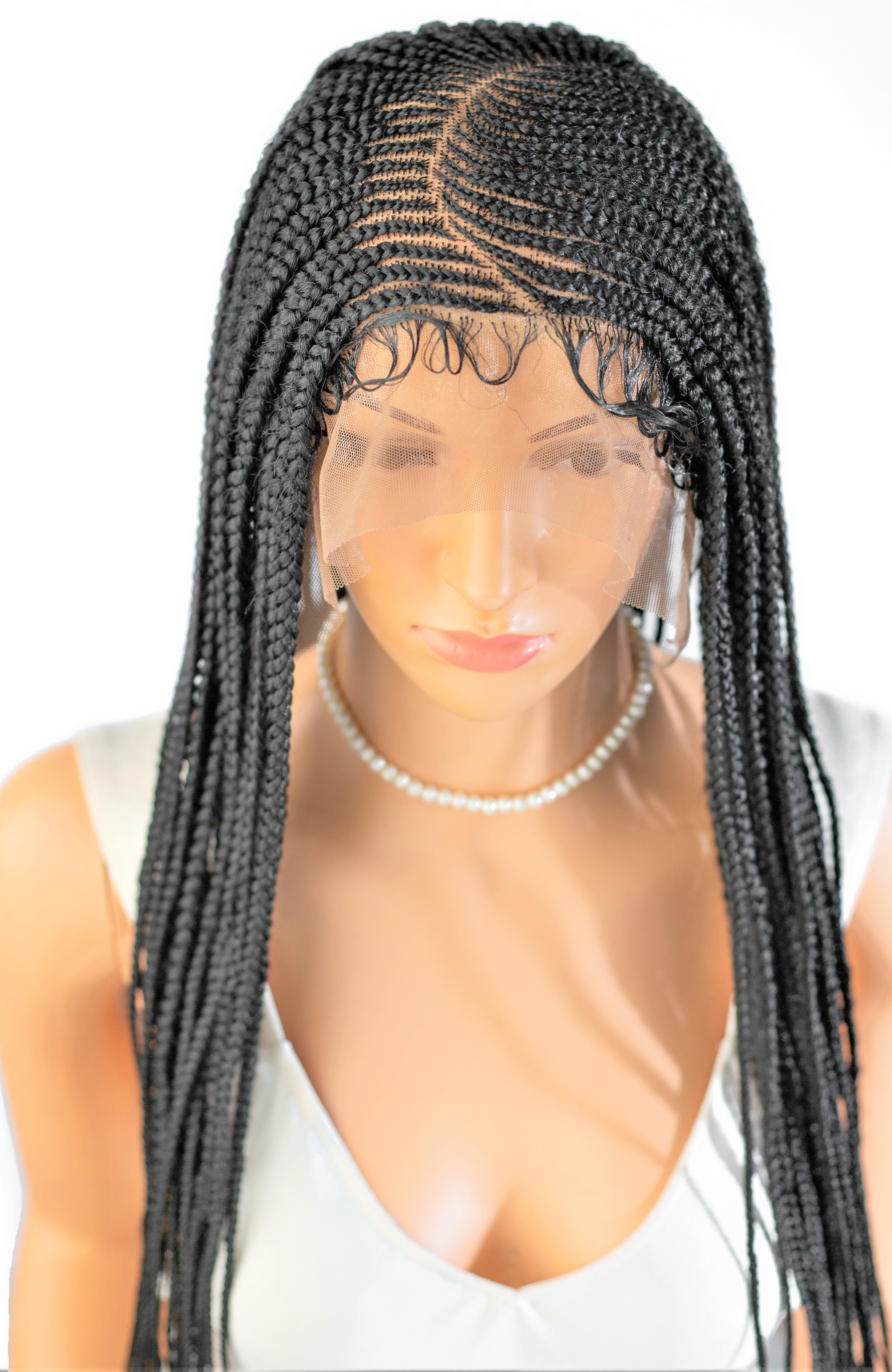 26" 13X5 Lace Closure Cornrow Tiwa Side part Hand Braided Wig
