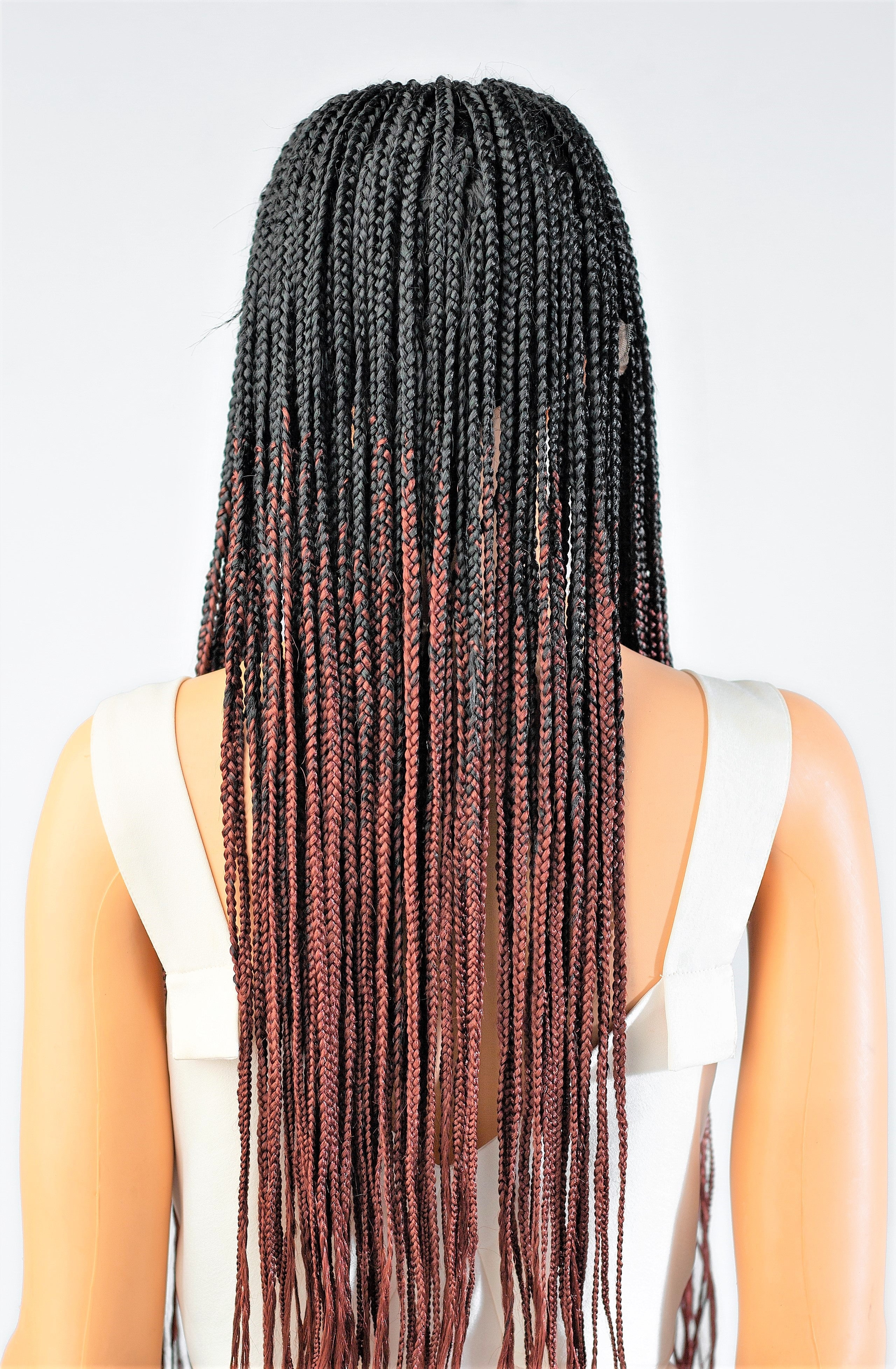 26" 13X5 Lace Closure Cornrow Tiwa Side part Hand Braided Wig