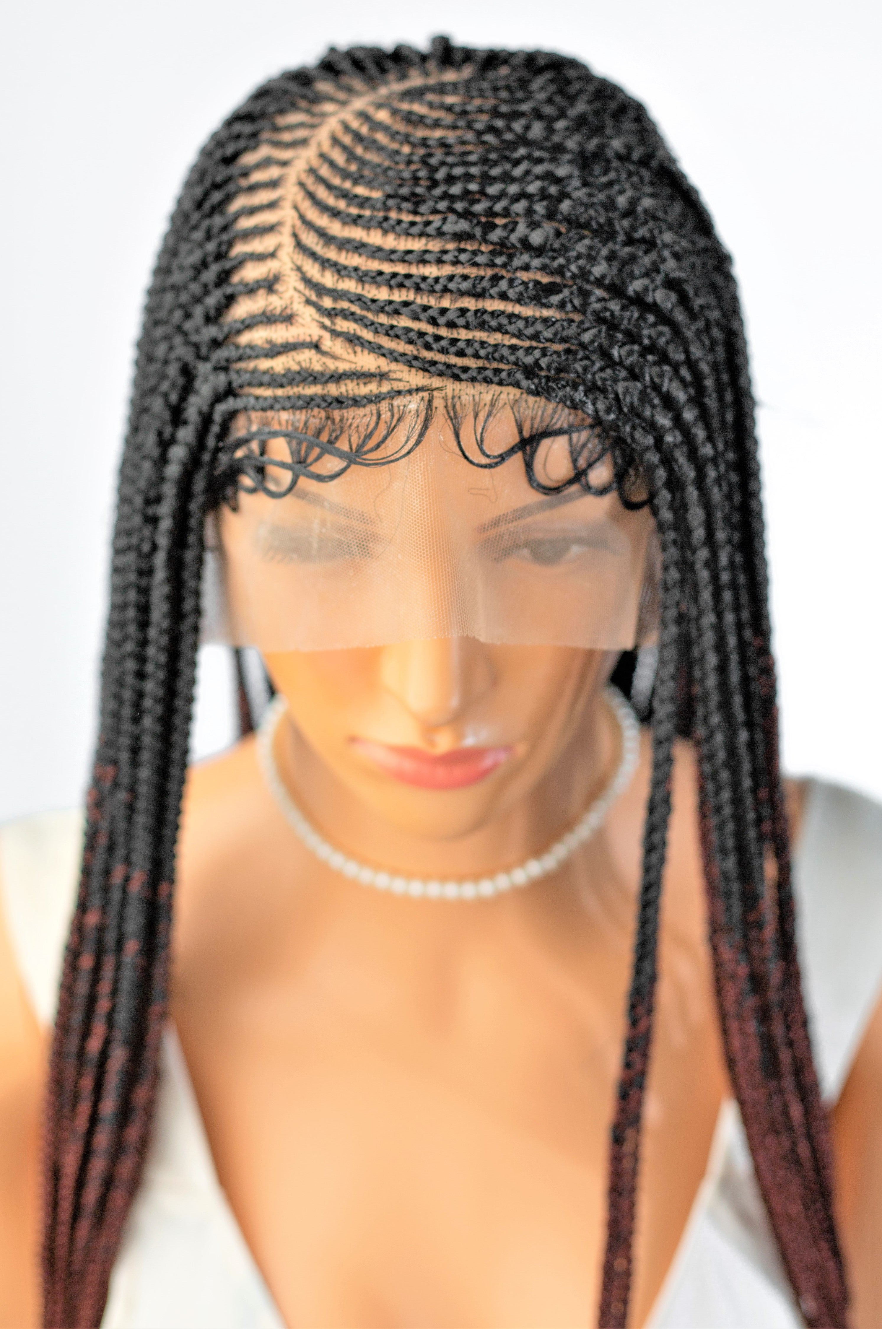 26" 13X5 Lace Closure Cornrow Tiwa Side part Hand Braided Wig