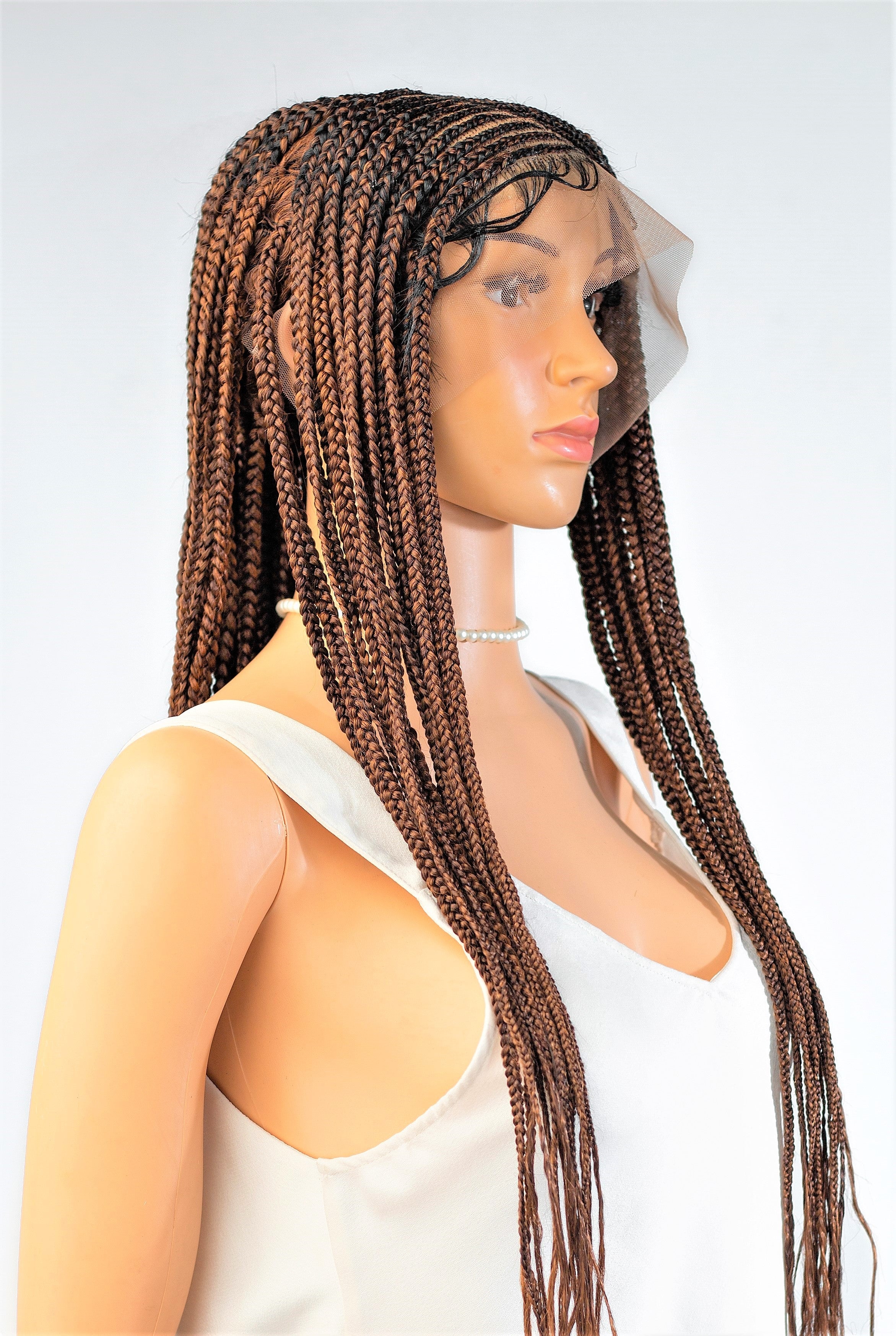 26" 13X5 Lace Closure Cornrow Tiwa Side part Hand Braided Wig