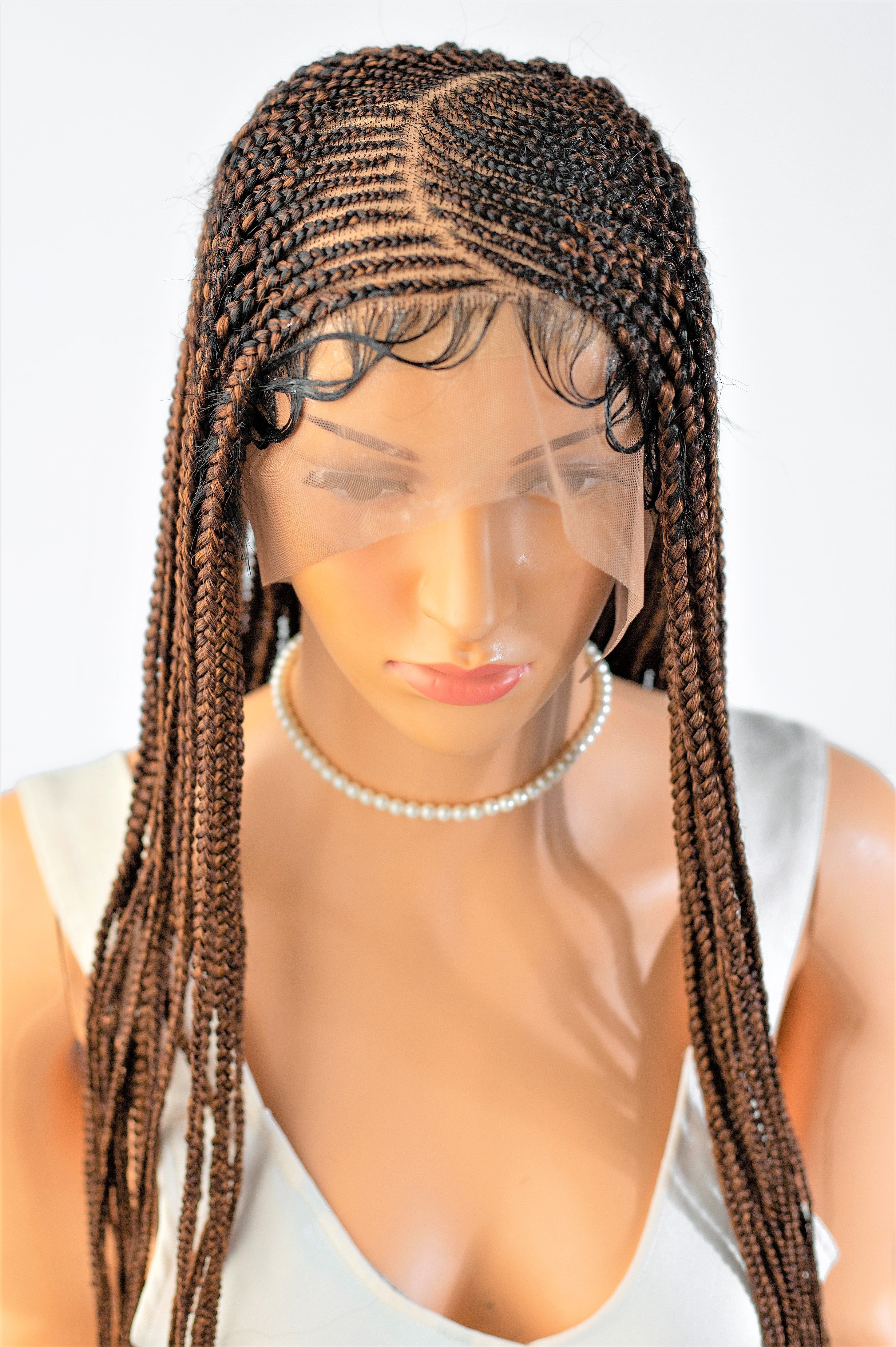 26" 13X5 Lace Closure Cornrow Tiwa Side part Hand Braided Wig