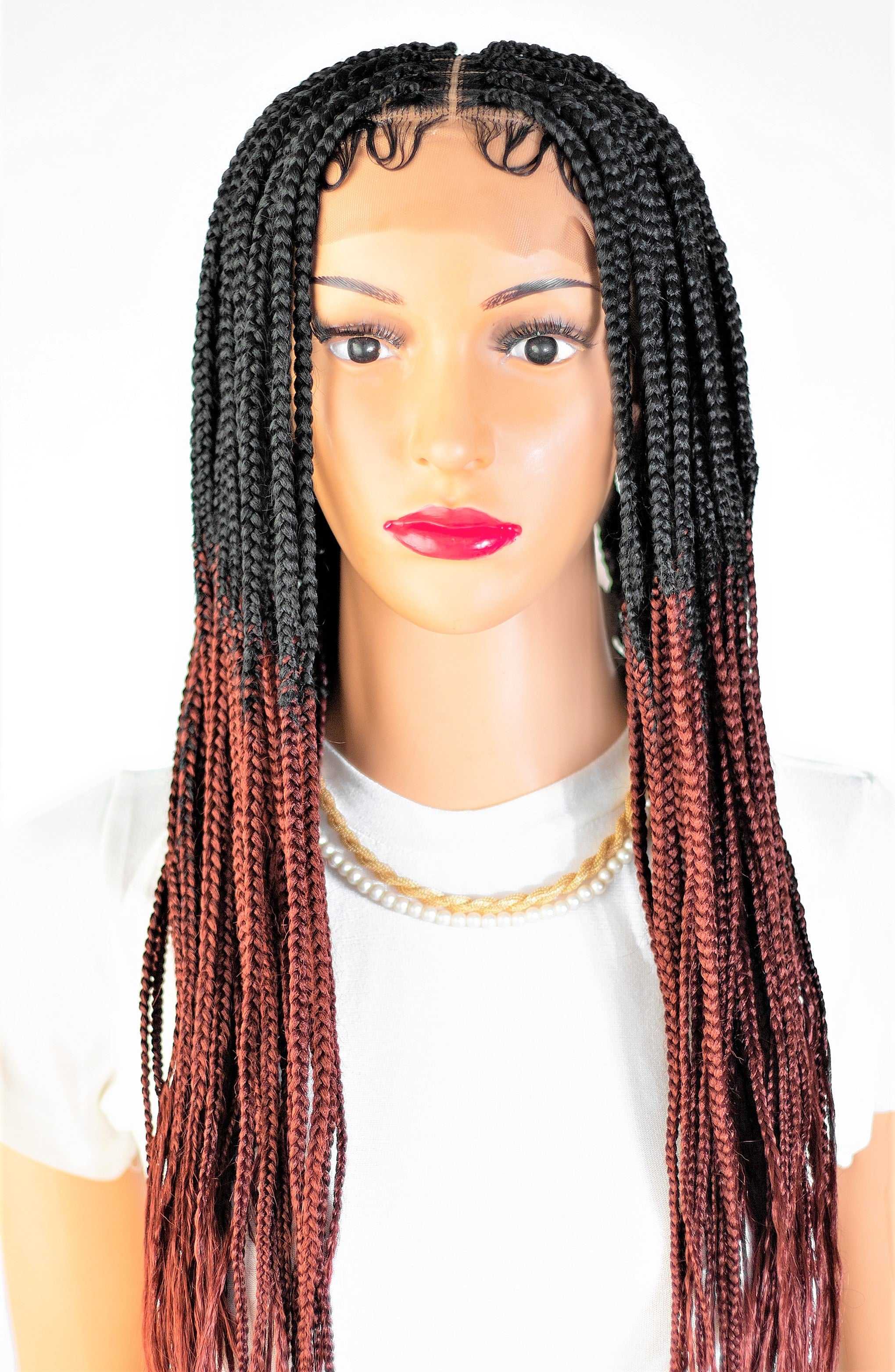22" 13X5 Lace Closure Frontal Knotless Medium Hand Braided Wig
