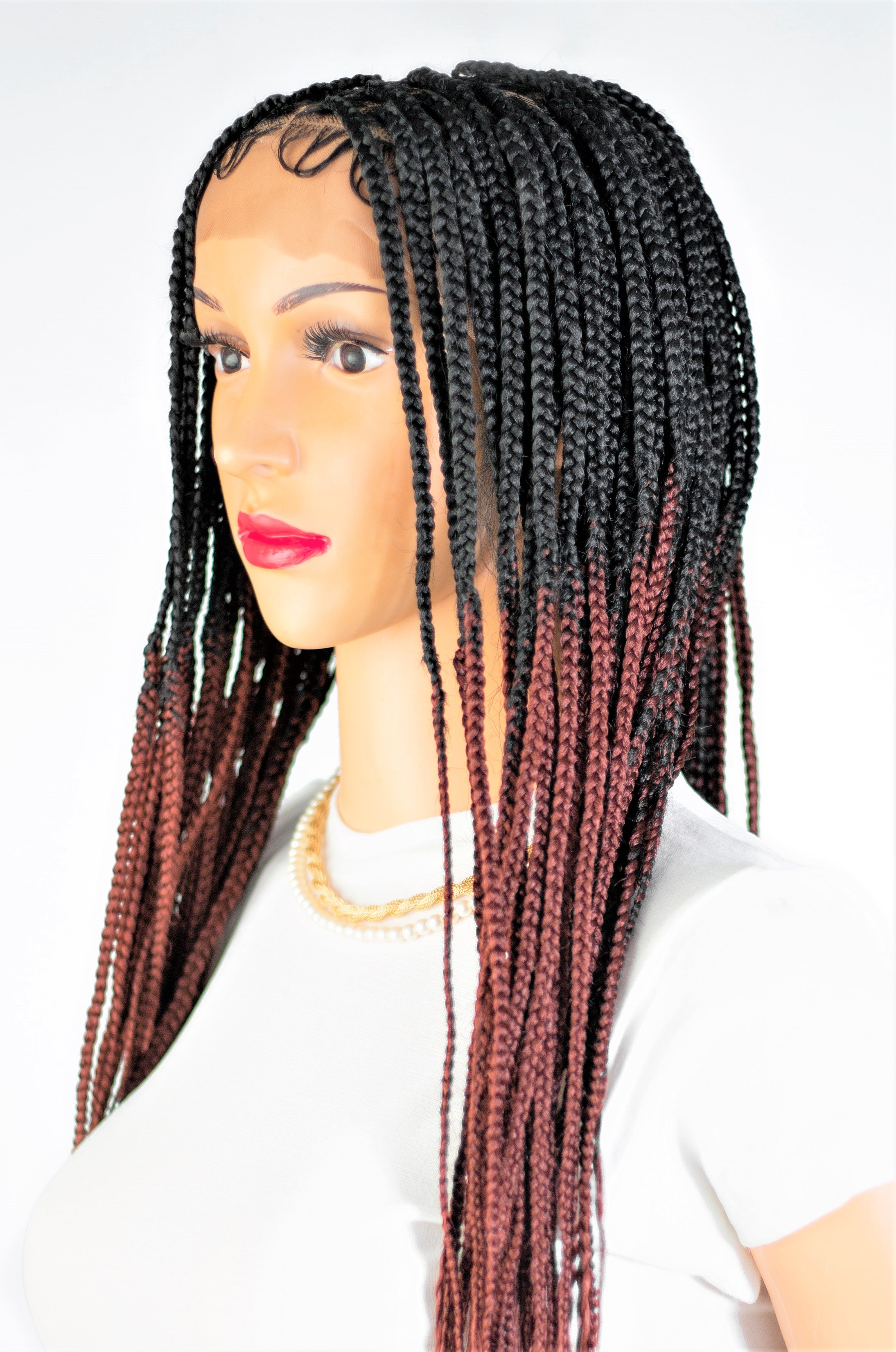 22" 13X5 Lace Closure Frontal Knotless Medium Hand Braided Wig
