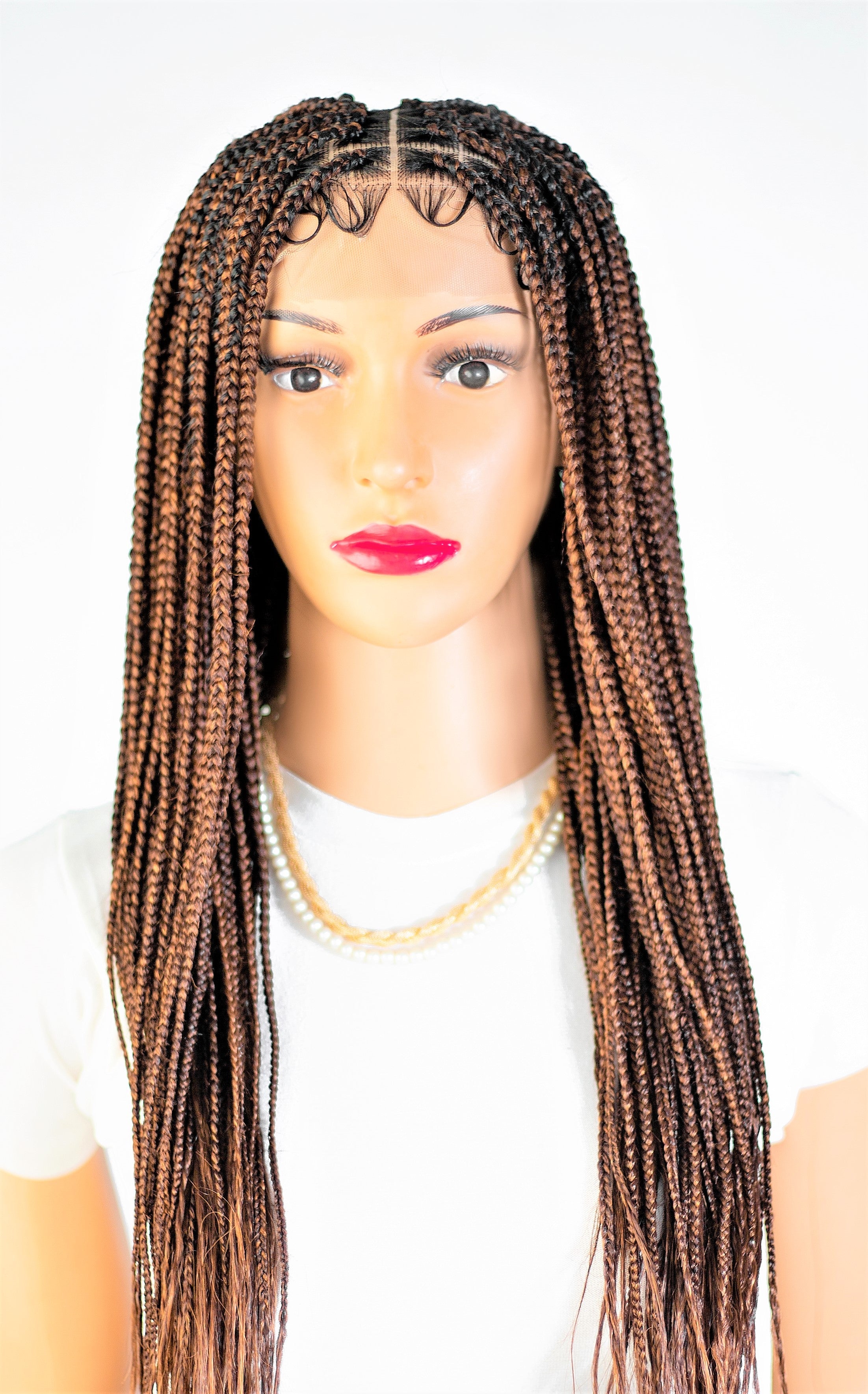 22" 13X5 Lace Closure Frontal Knotless Medium Hand Braided Wig