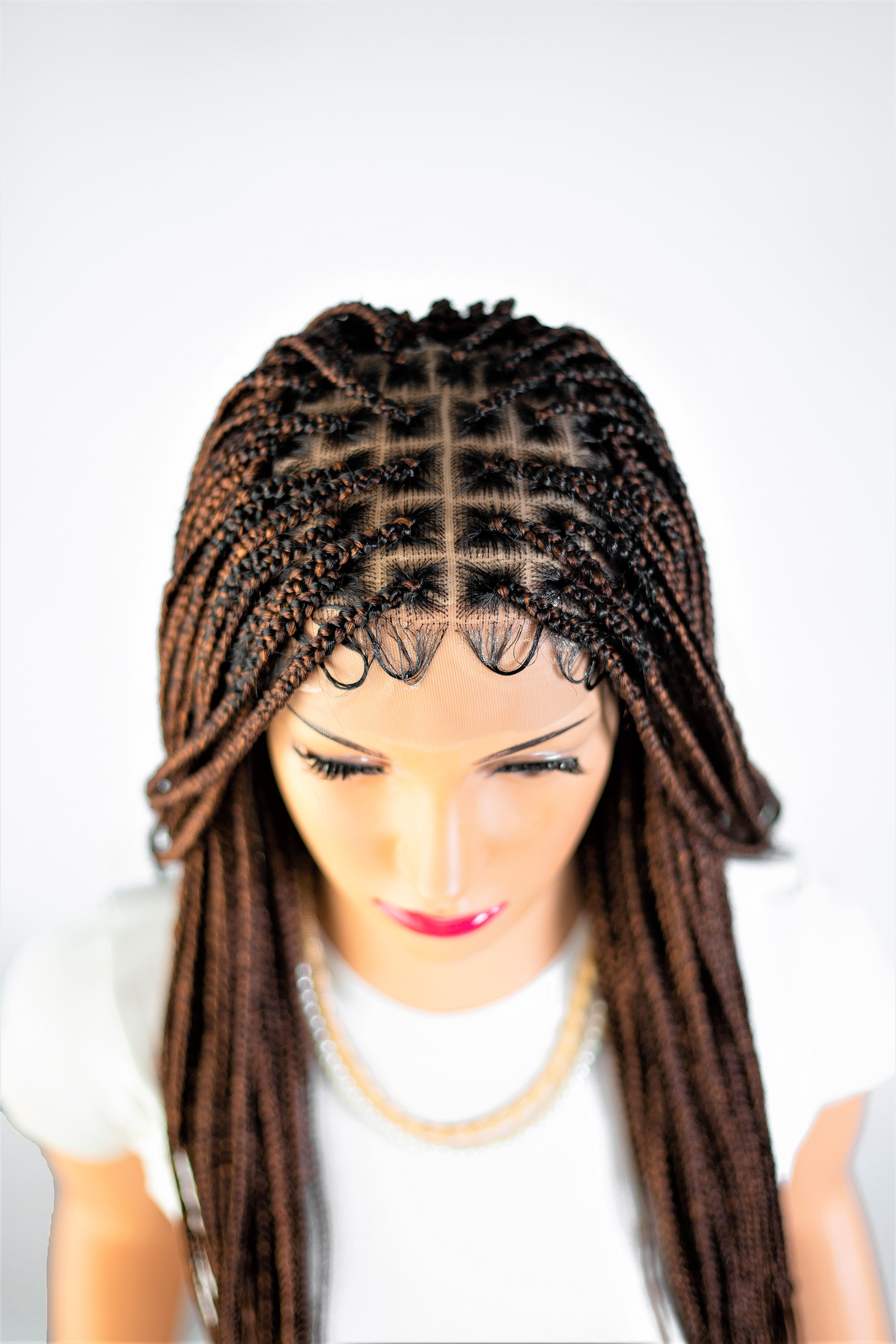 22" 13X5 Lace Closure Frontal Knotless Medium Hand Braided Wig
