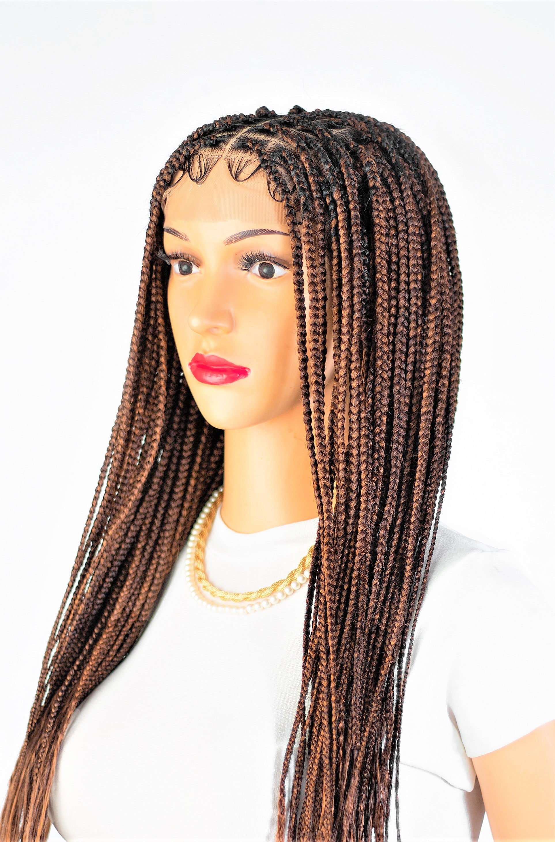 22" 13X5 Lace Closure Frontal Knotless Medium Hand Braided Wig