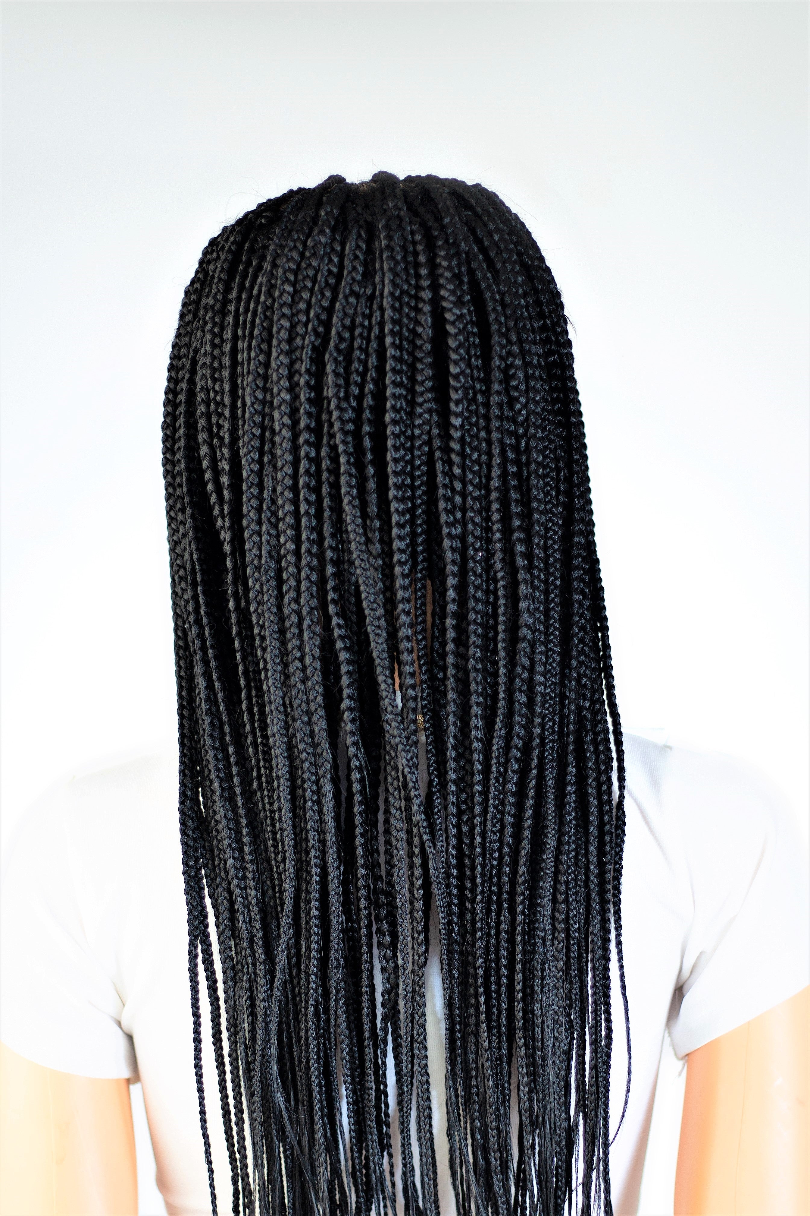 22" 13X5 Lace Closure Frontal Knotless Medium Hand Braided Wig
