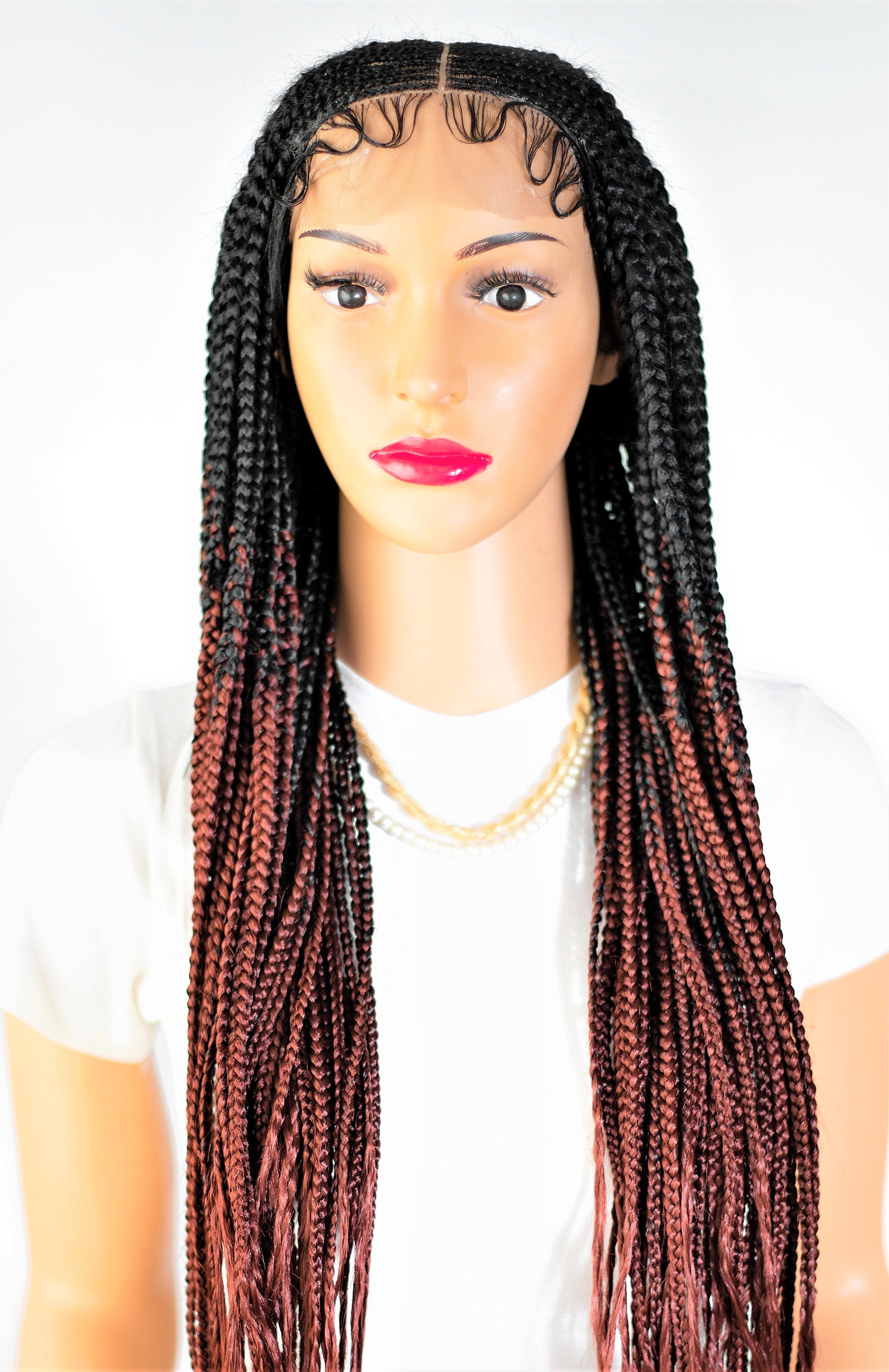 26" 13X5 Lace Closure Cornrow Center part Hand Braided Wig