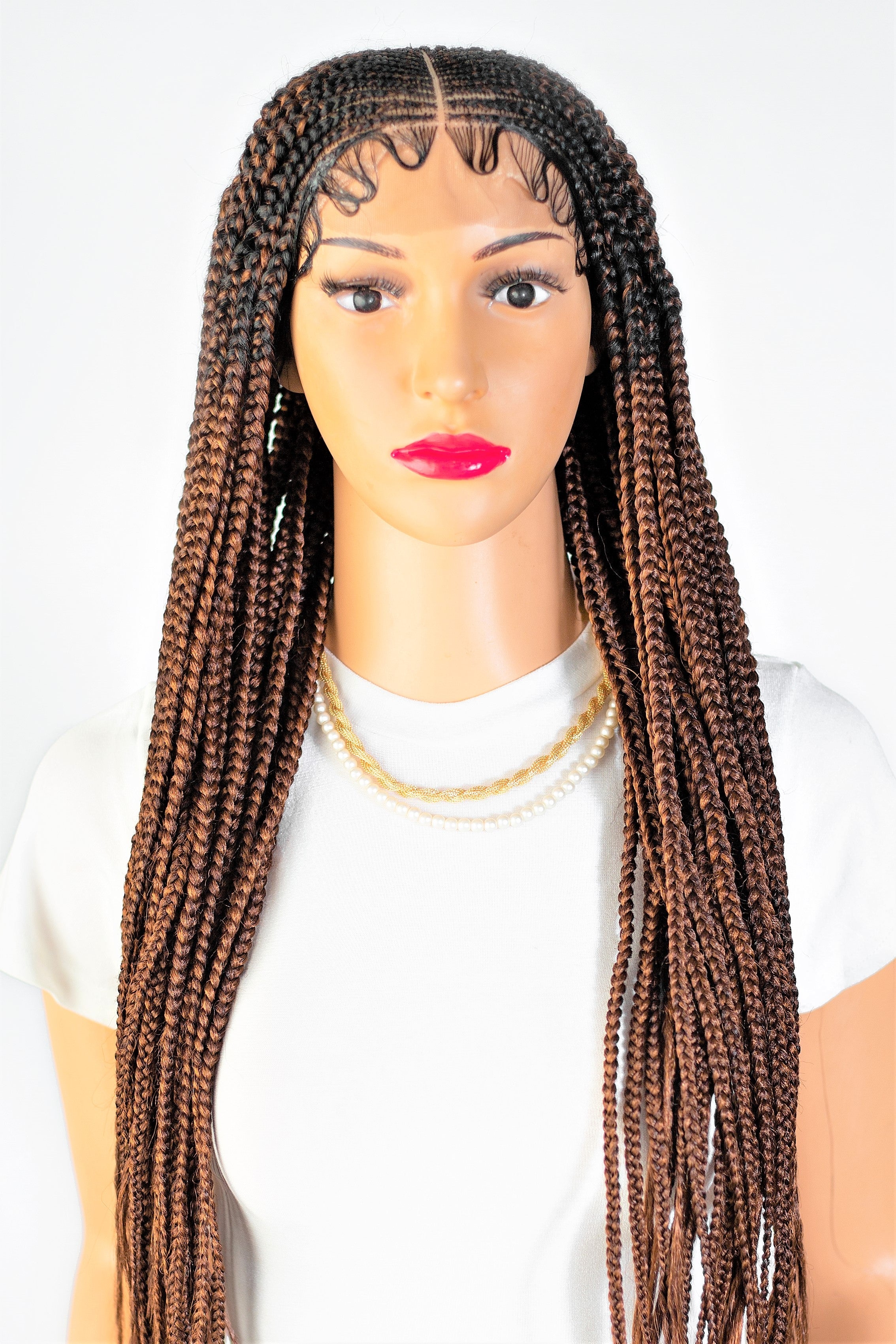 26" 13X5 Lace Closure Cornrow Center part Hand Braided Wig