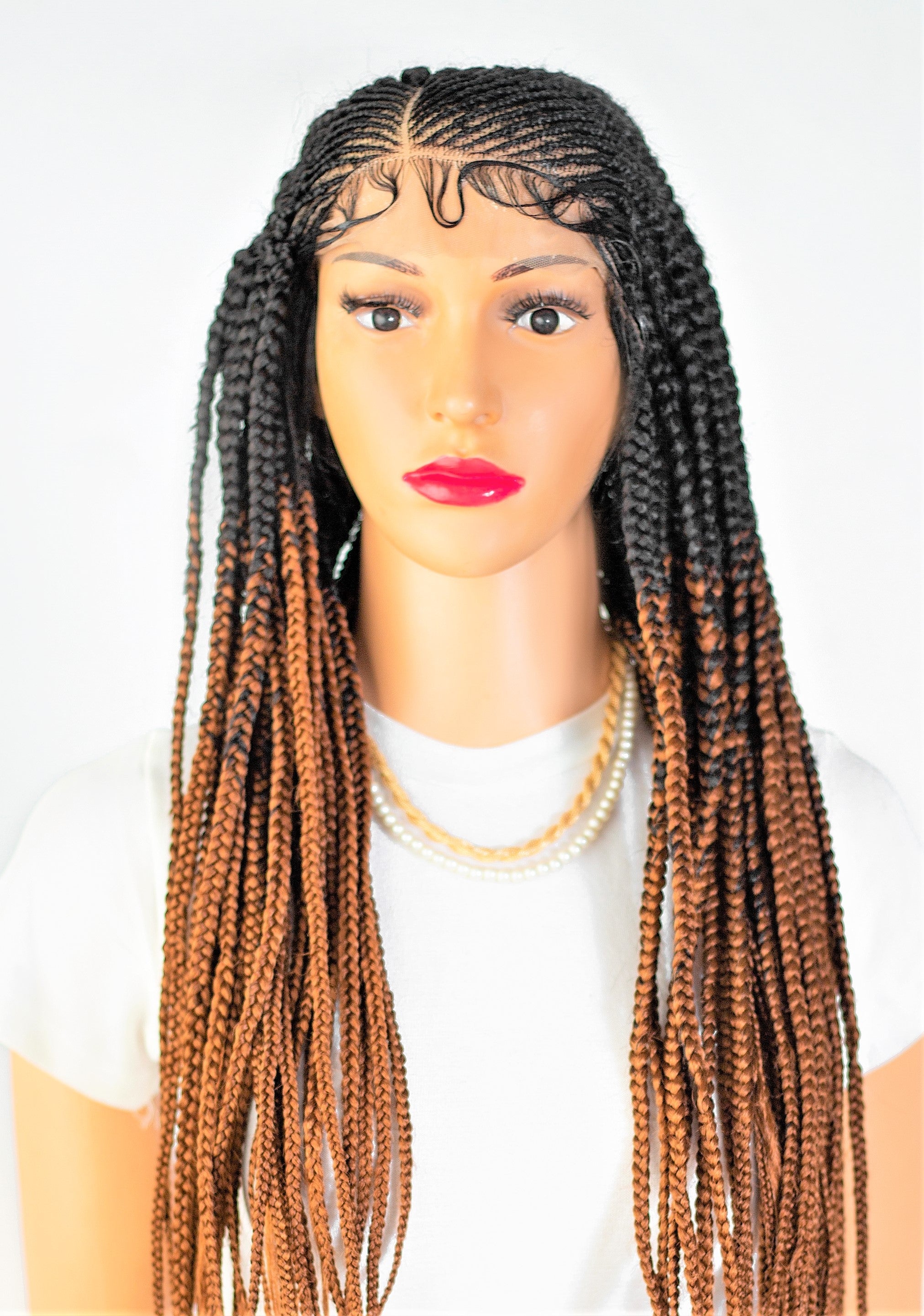 26" 13X5 Lace Closure Cornrow Side part Hand Braided Wig