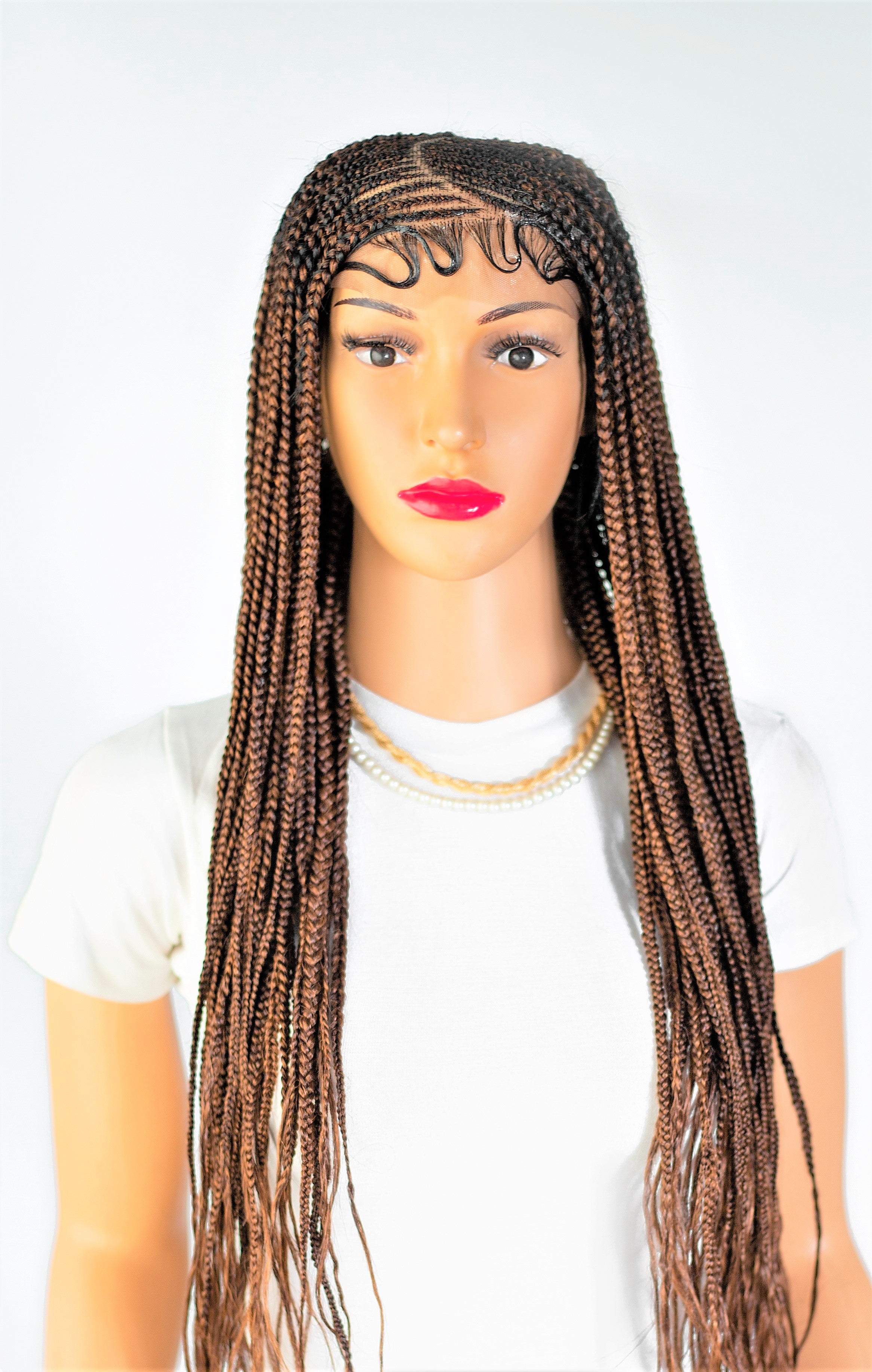 26" 13X5 Lace Closure Cornrow Tiwa Side part Hand Braided Wig