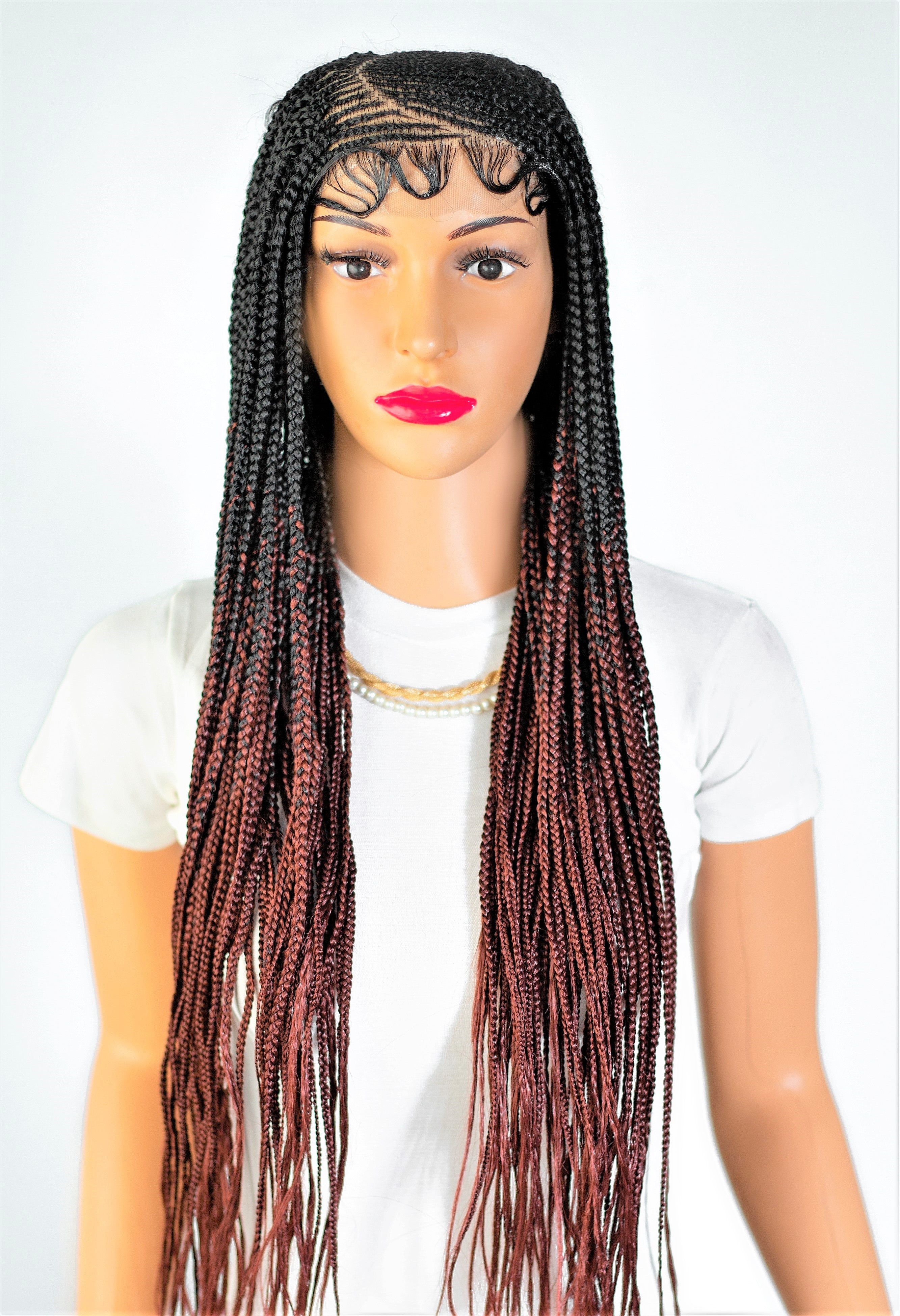 26&quot; 13X5 Lace Closure Cornrow Tiwa Side part Hand Braided Wig