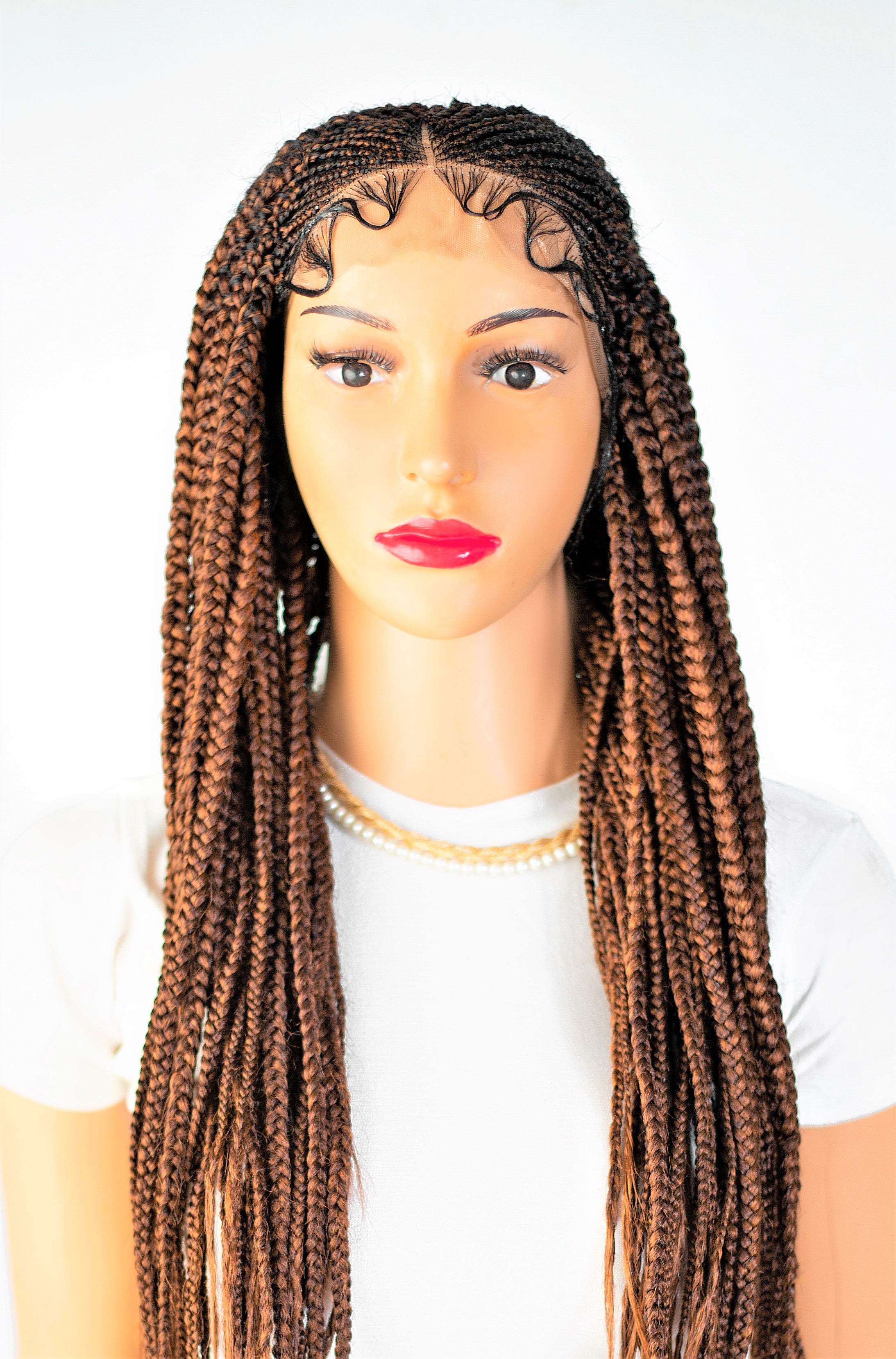 26" 13X5 Lace Closure Cornrow Side part Hand Braided Wig