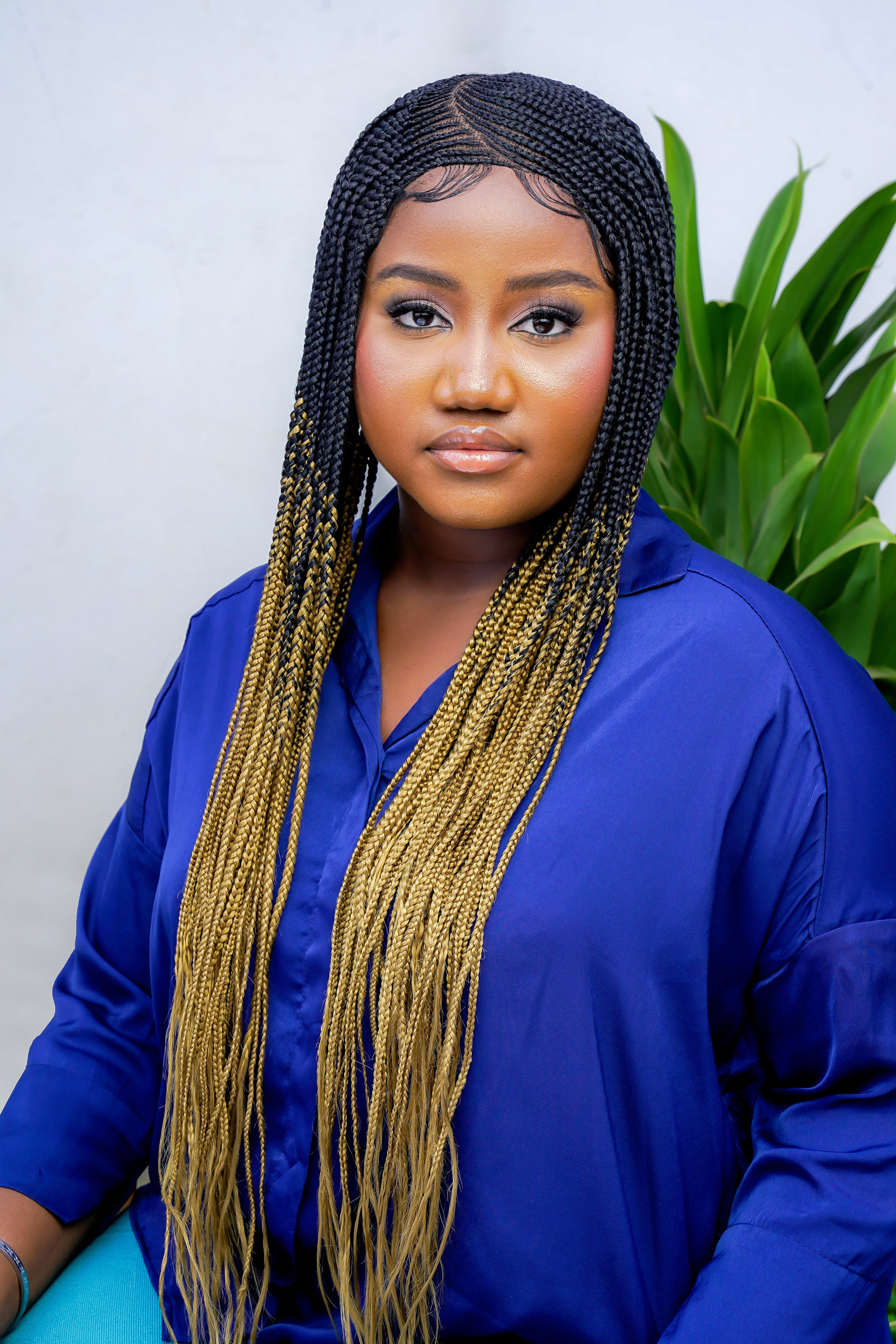 26" 13X5 Lace Closure Cornrow Tiwa Side part Hand Braided Wig