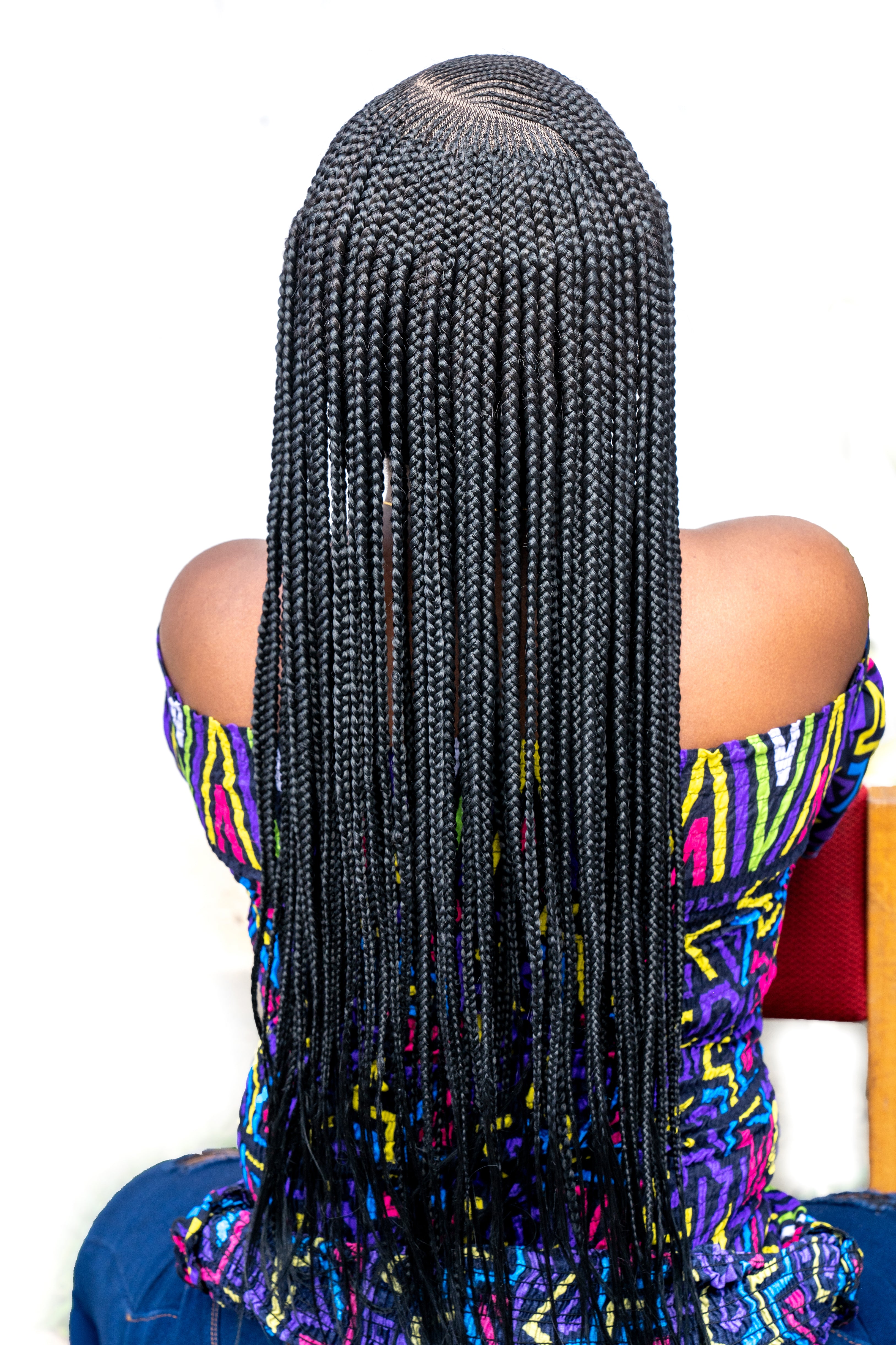 26" 13X5 Lace Closure Cornrow Tiwa Side part Hand Braided Wig