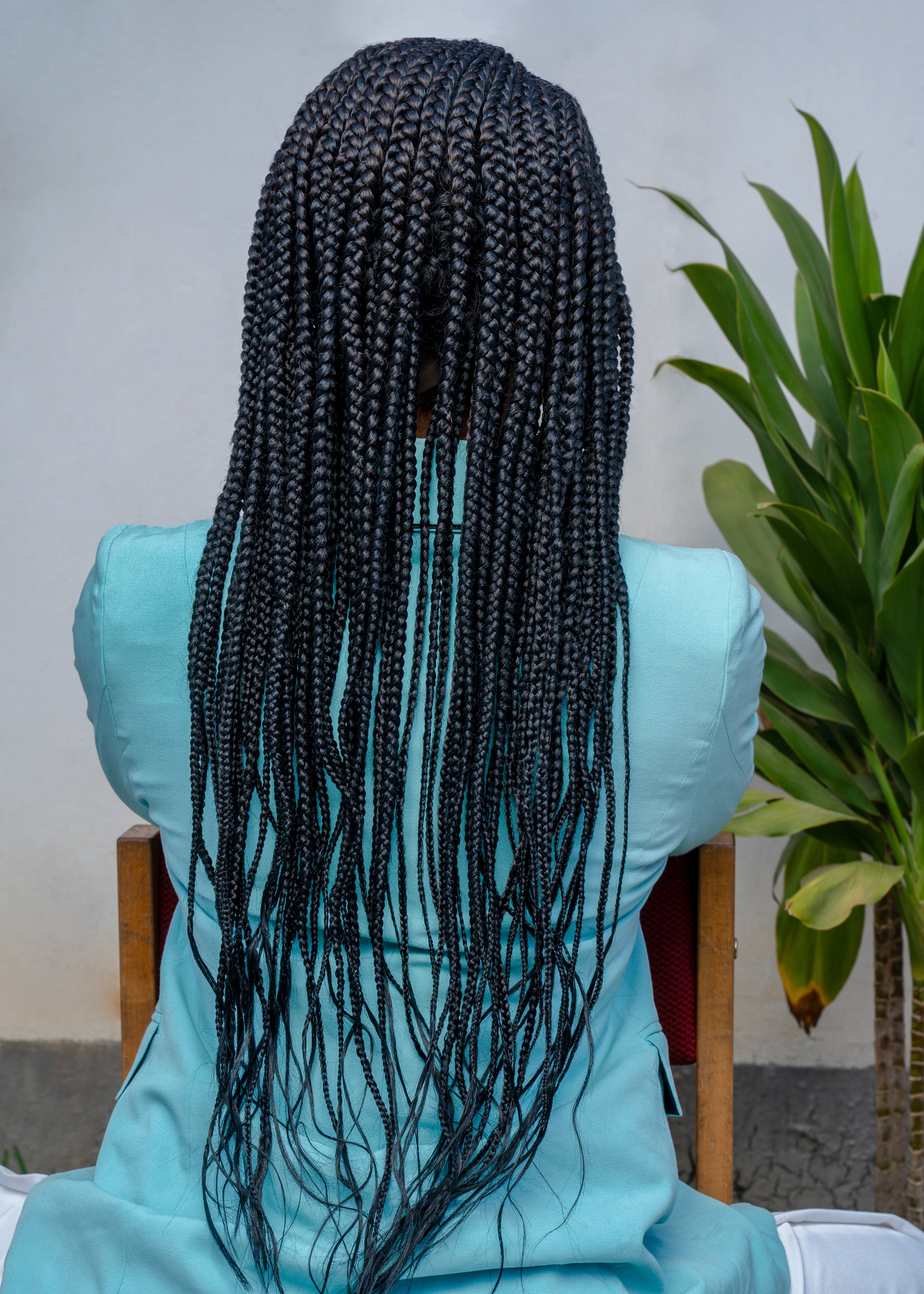 26" 13X5 Lace Closure Cornrow Side part Hand Braided Wig