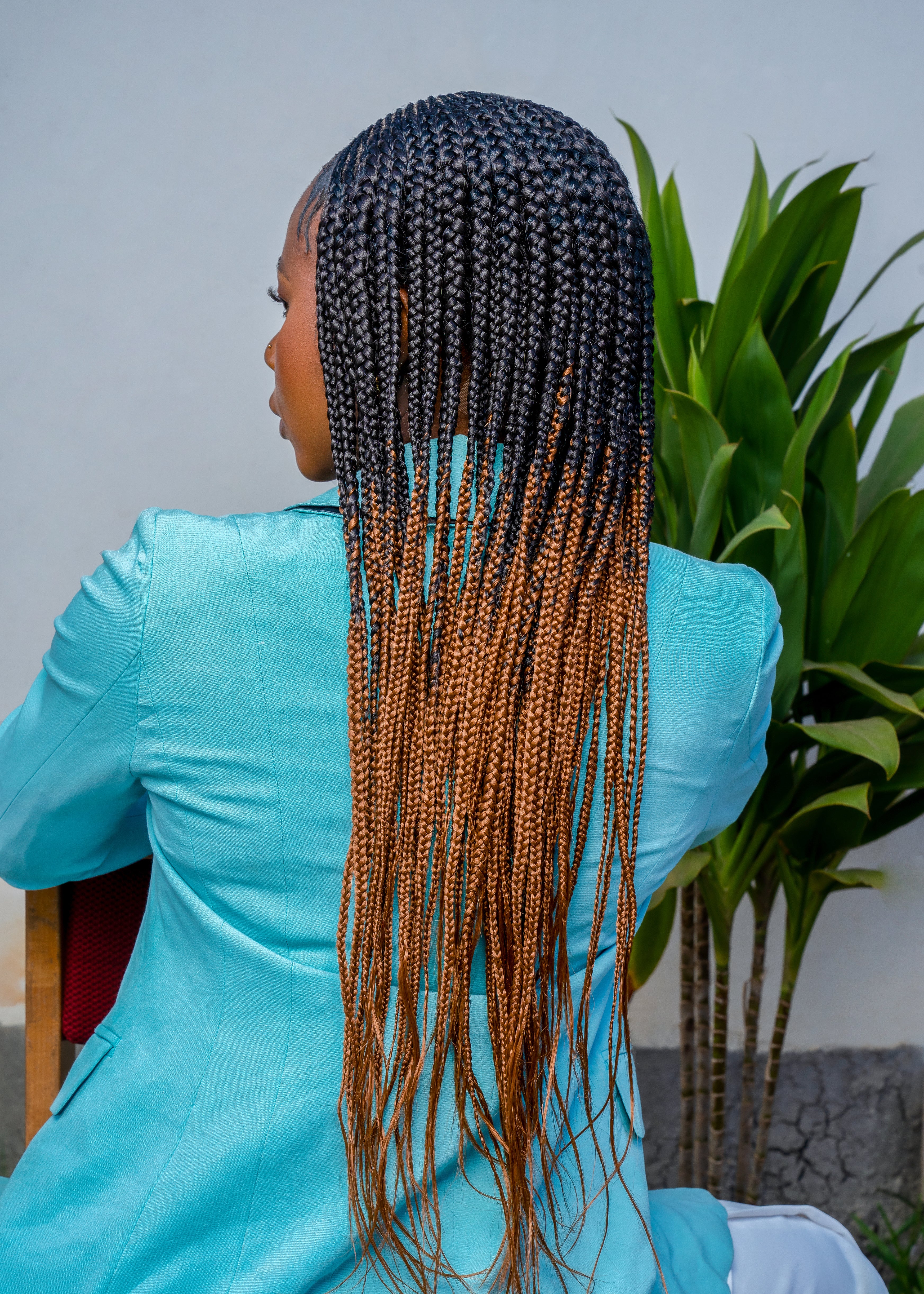 26" 13X5 Lace Closure Cornrow Center part Hand Braided Wig