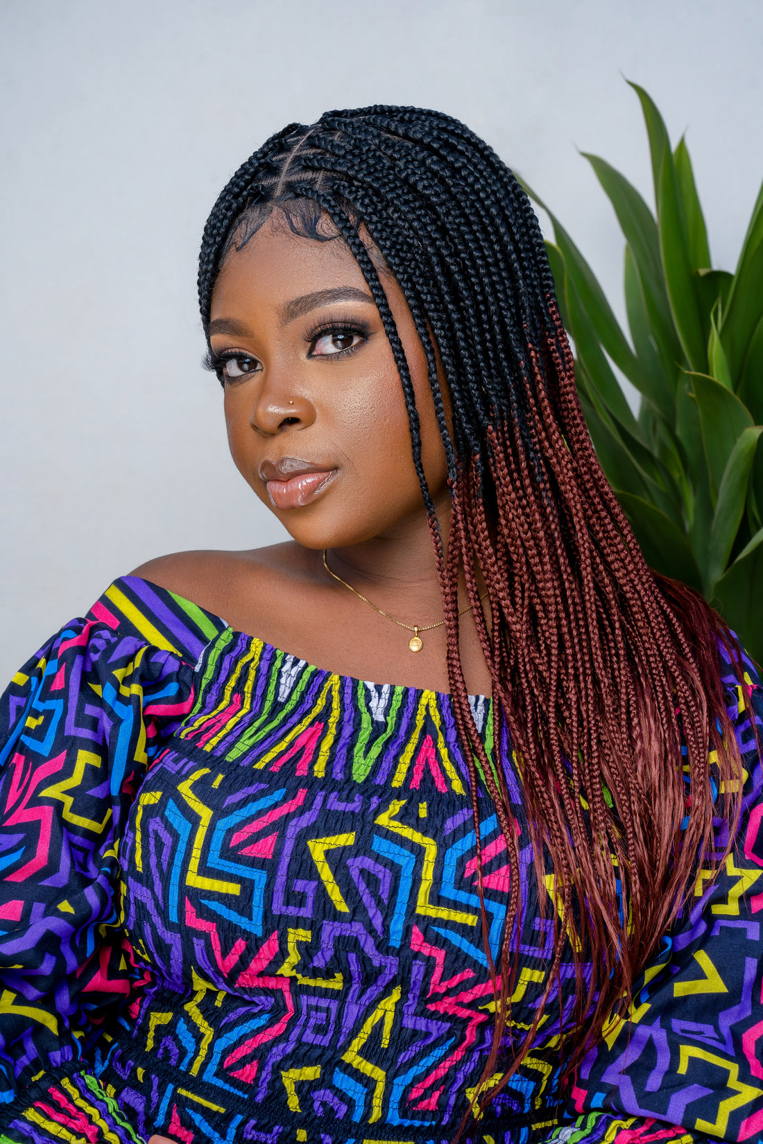 22" 13X5 Lace Closure Frontal Knotless Medium Hand Braided Wig