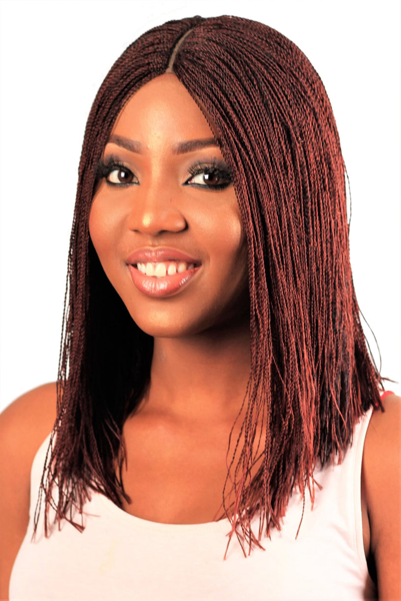 12" 2X6 Lace Closure Micro Twist Blunt Bob Hand Braided Wig