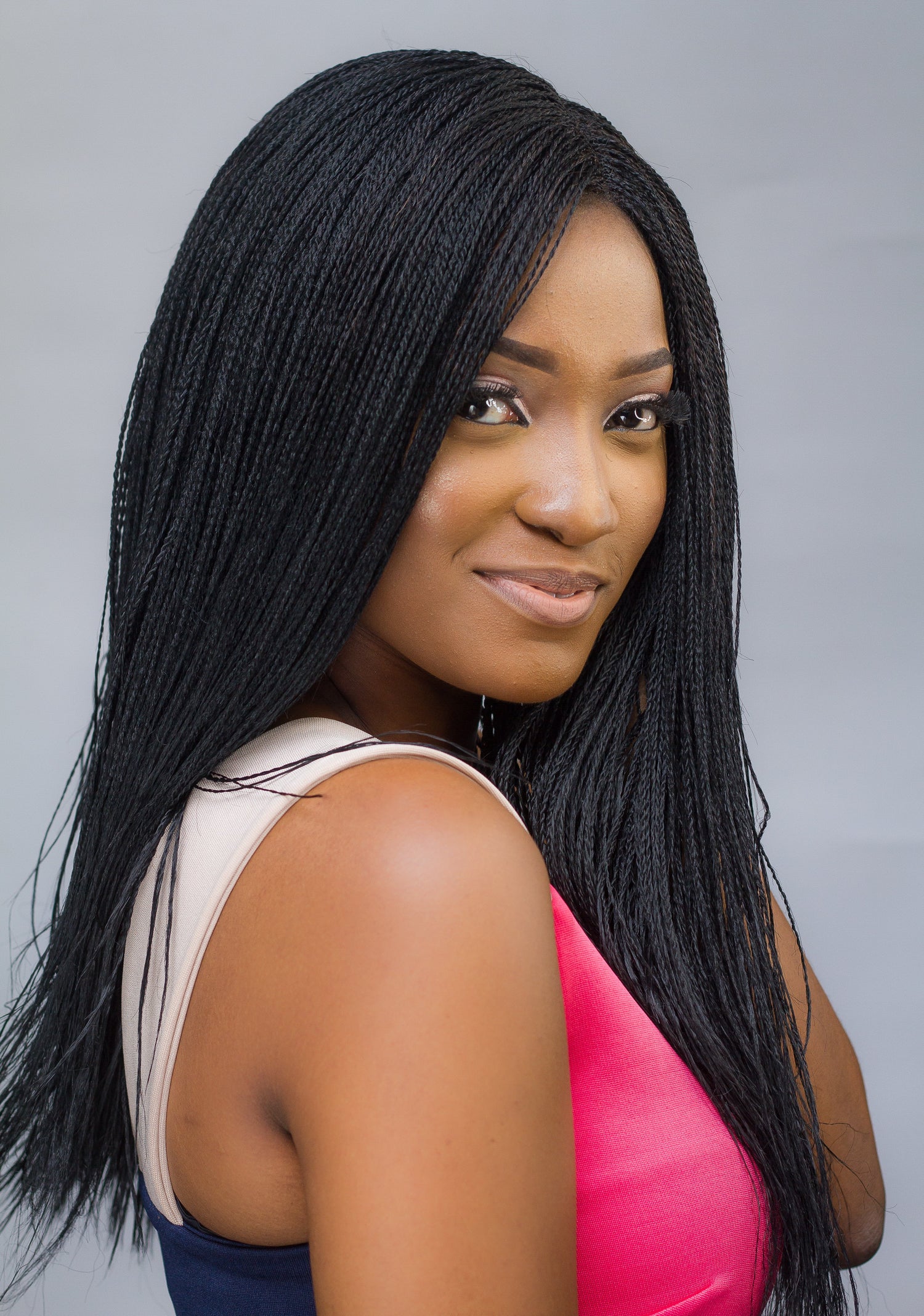 18" 2X6 Lace Closure Micro Million Hand Twist Braided Wig