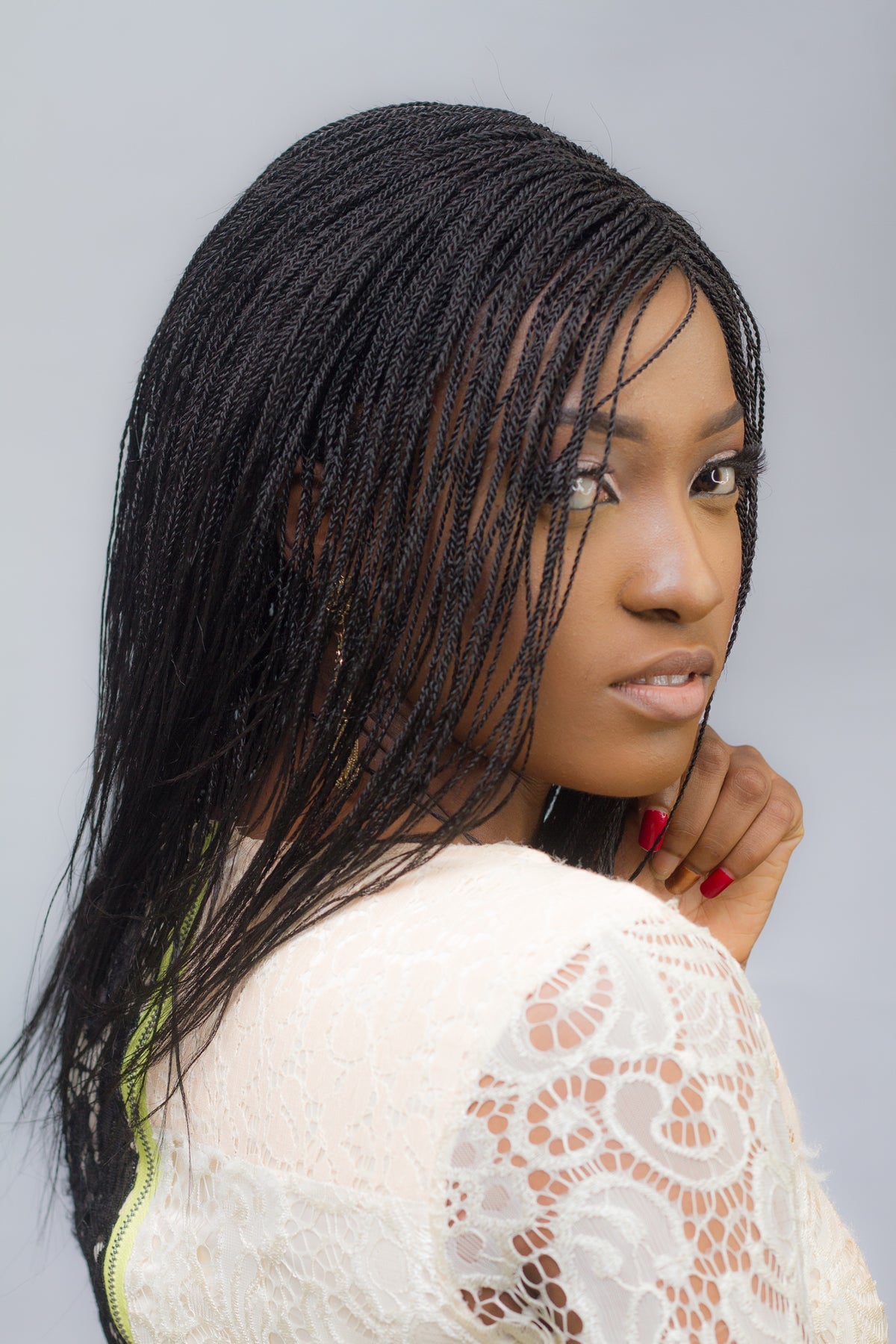 12" 2X6 Lace Closure Micro Million Hand Twist Braided Wig