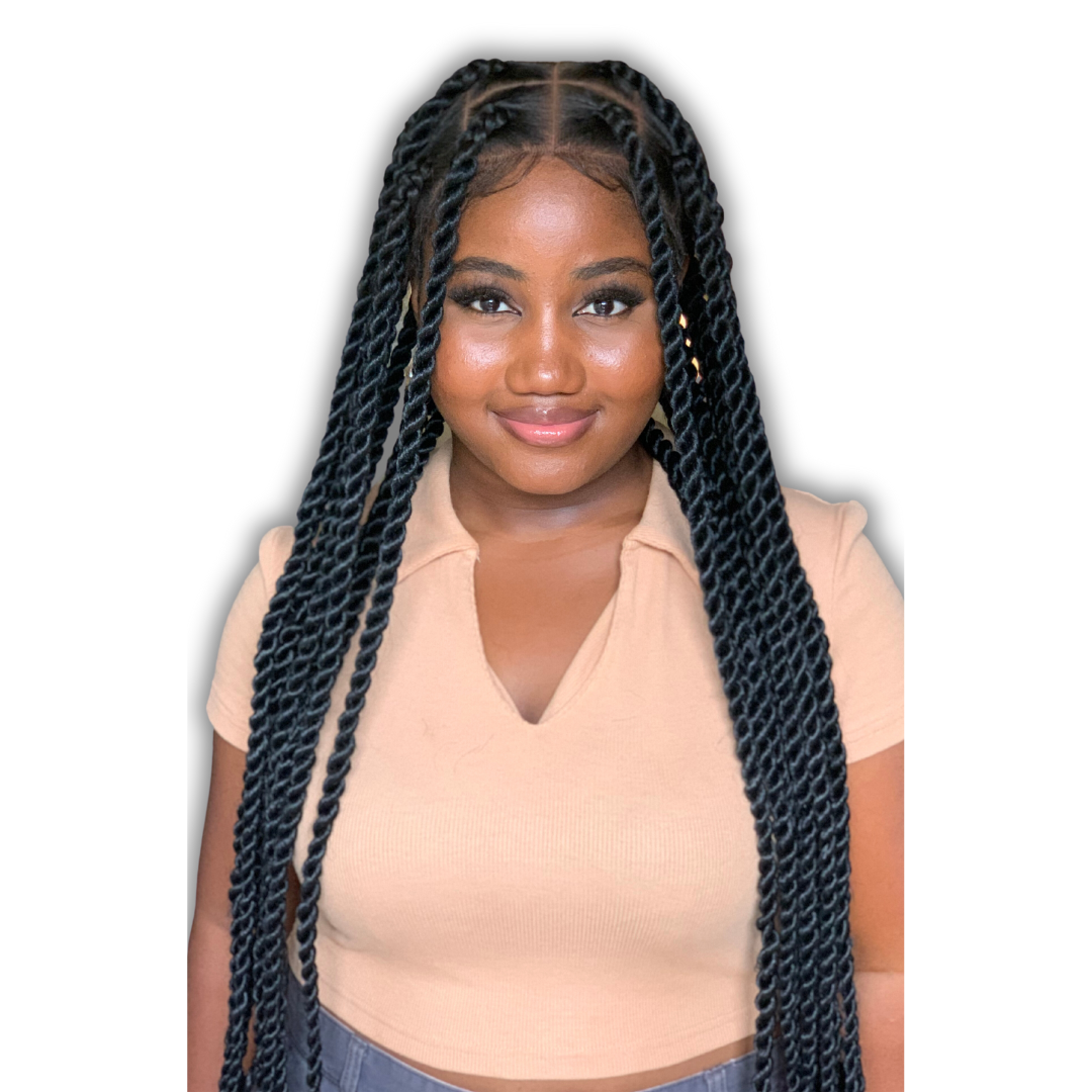 36&quot; Jumbo Knotless Twist Wig on Full 360 HD Lace Cap and Baby Hair