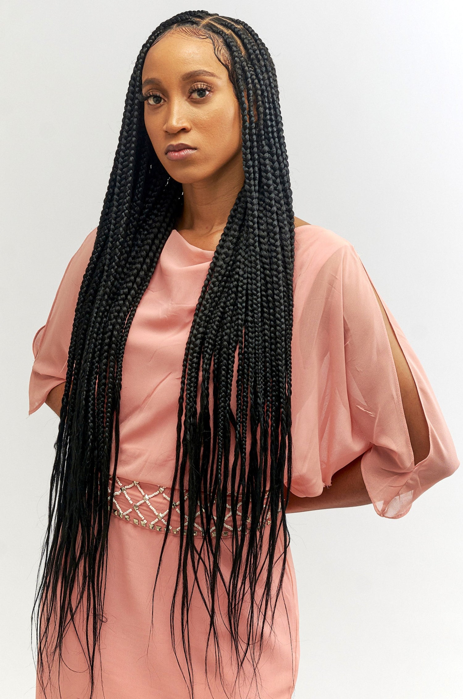 36 Large Knotless Braid Wig on Full 360 HD Lace Cap With Baby Hair