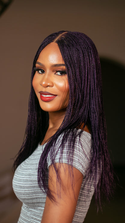 18&quot; 2X6 Lace Closure Micro Million Hand Twist Braided Wig