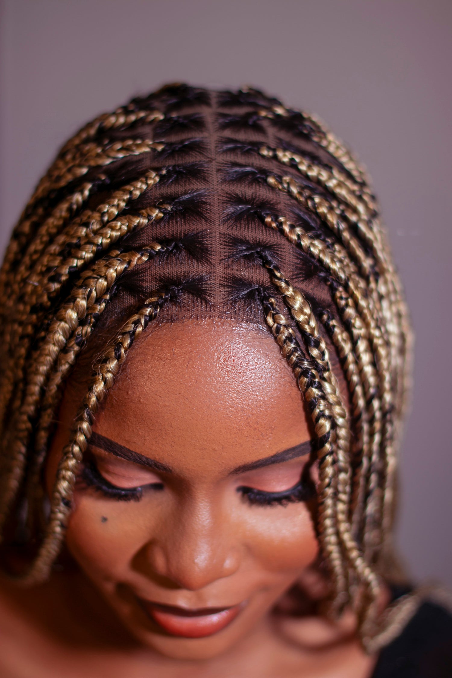 18&quot; Medium Knotless Braid Wig on Full 360 HD Lace Cap With Baby Hair