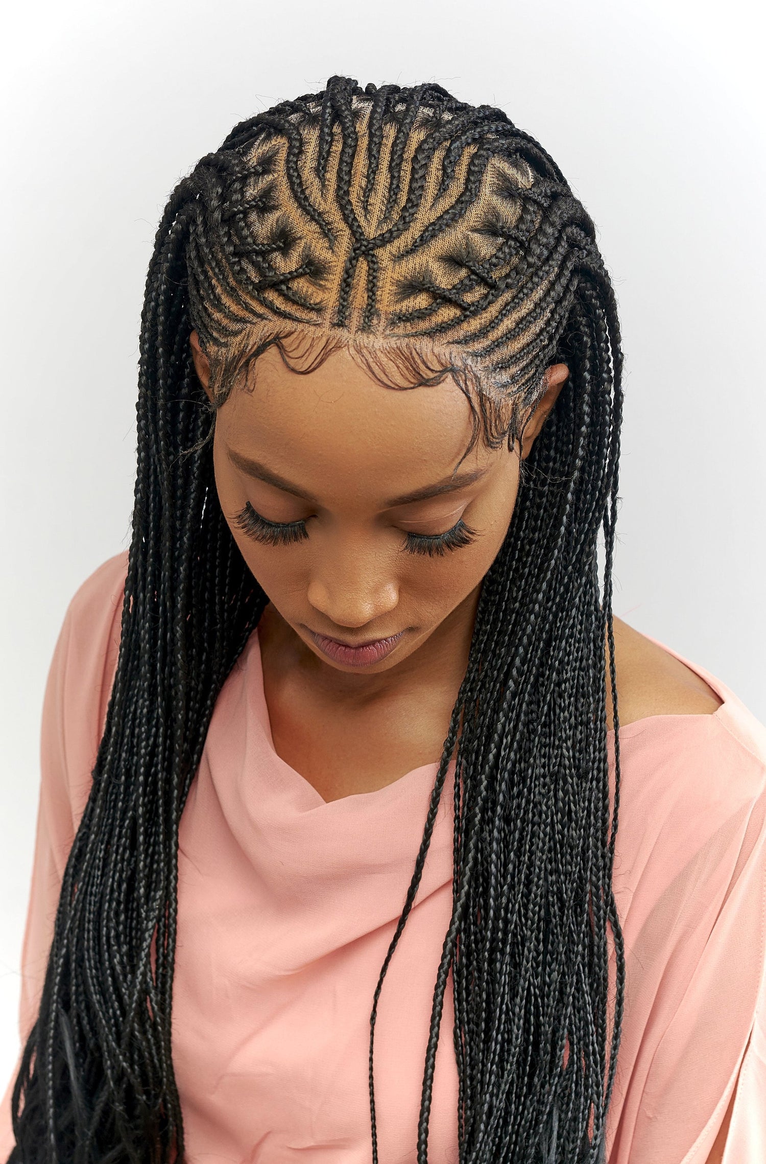 28&quot; Full HD 360 Lace Front Fulani French Curl Cornrow Hand Braided Wig