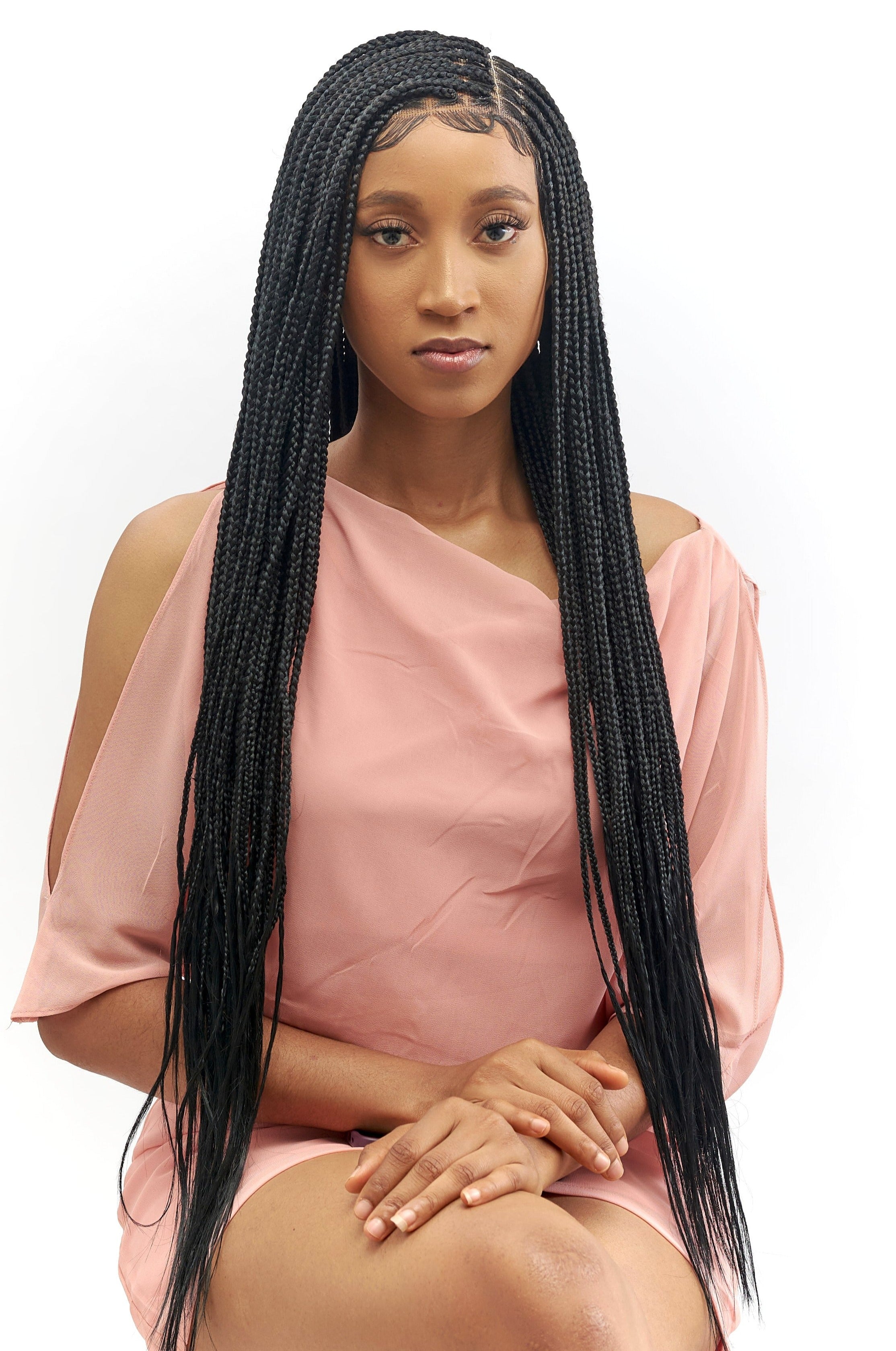 32&quot; Full HD 360 Lace Front Medium Knotless Hand Braided Wig