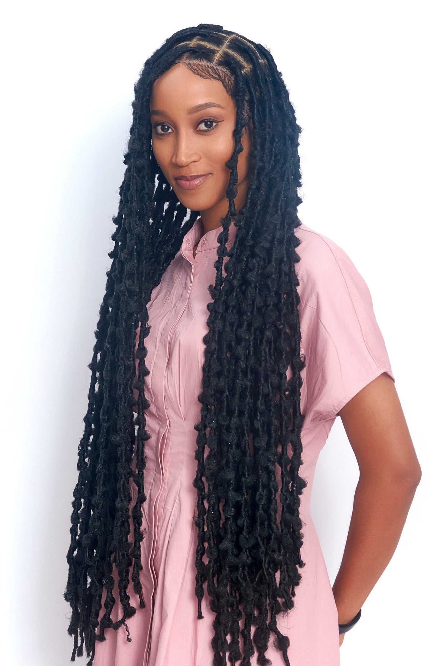 Fully Hand Braided box braids cornrow wig poney tail libre front