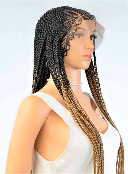 26&quot; 13X5 Lace Closure Cornrow Side part Hand Braided Wig