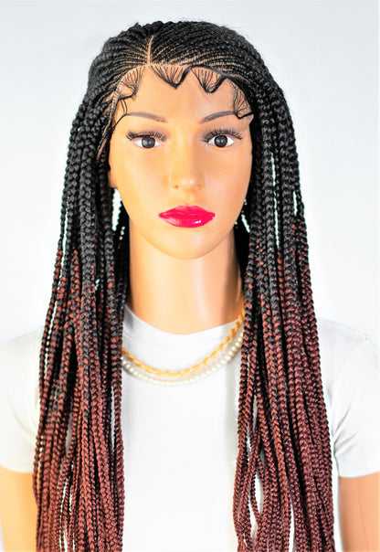 26&quot; 13X5 Lace Closure Cornrow Side part Hand Braided Wig