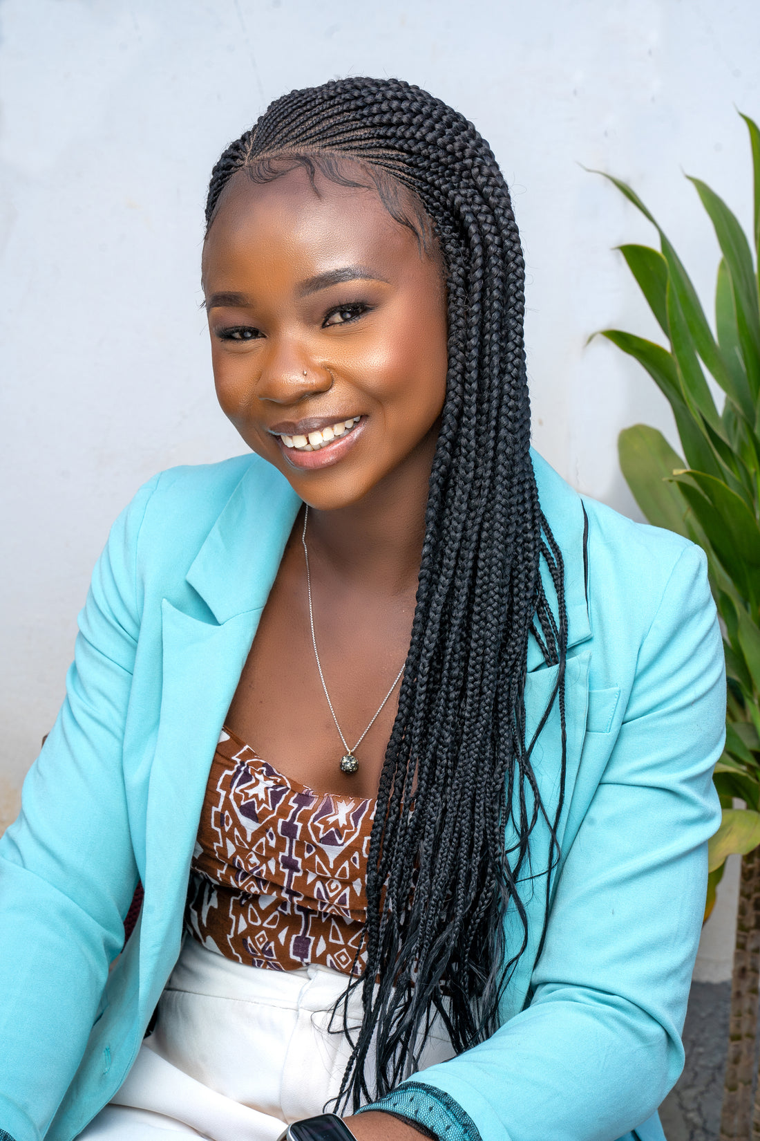 26" 13X5 Lace Closure Cornrow Side part Hand Braided Wig