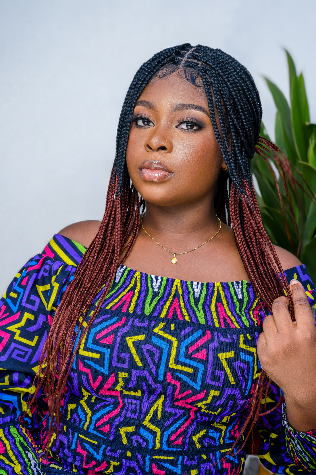 22" 13X5 Lace Closure Frontal Knotless Medium Hand Braided Wig