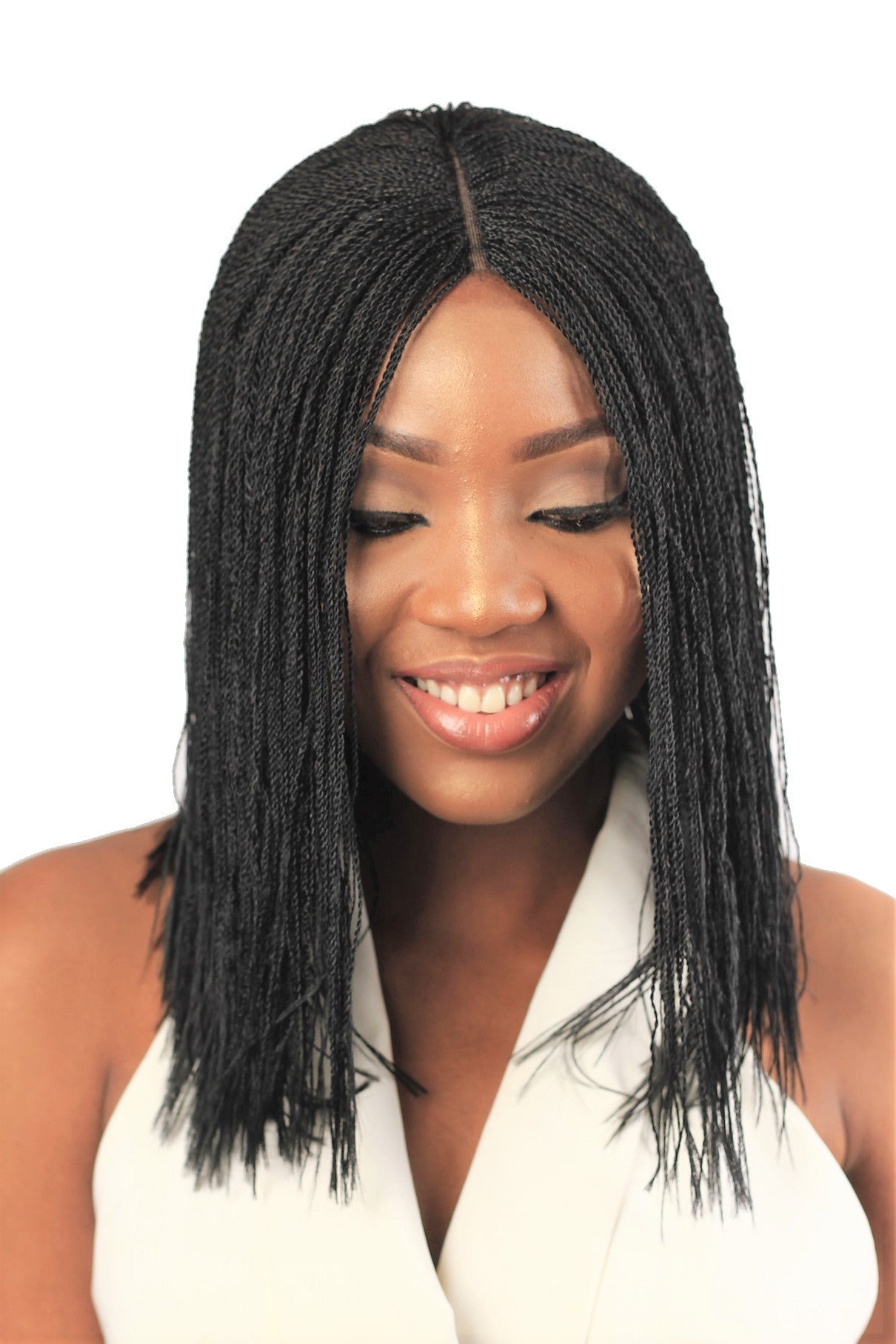 12&quot; 2X6 Lace Closure Micro Twist Blunt Bob Hand Braided Wig